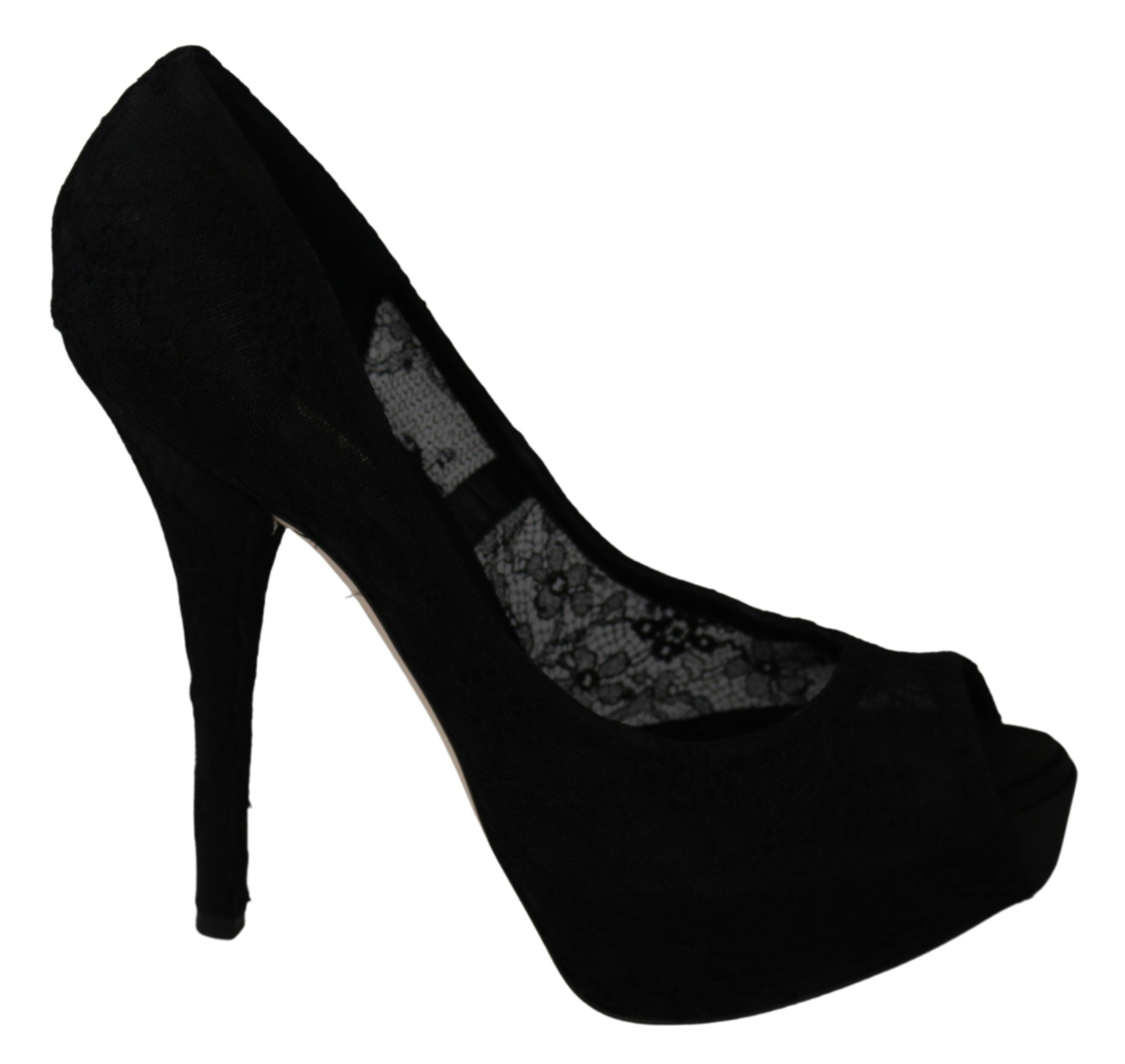 Black Floral Platform Heels Pumps Shoes - EU37.5/US7
