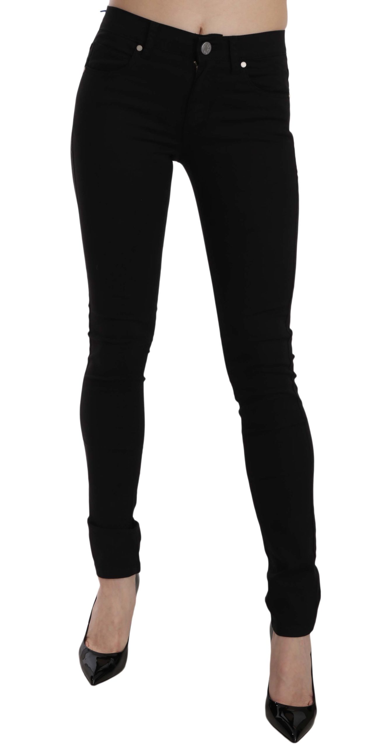 Versace Jeans Women's Tiger Logo Gabardine Slim-Fit Trouser Black PAN61014 - W27