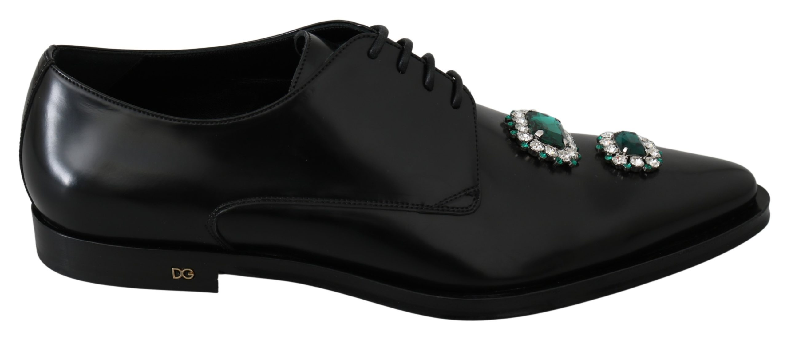 Dolce & Gabbana Men's Leather Crystals Formal Derby Shoe Black MV3014 - EU44/US11