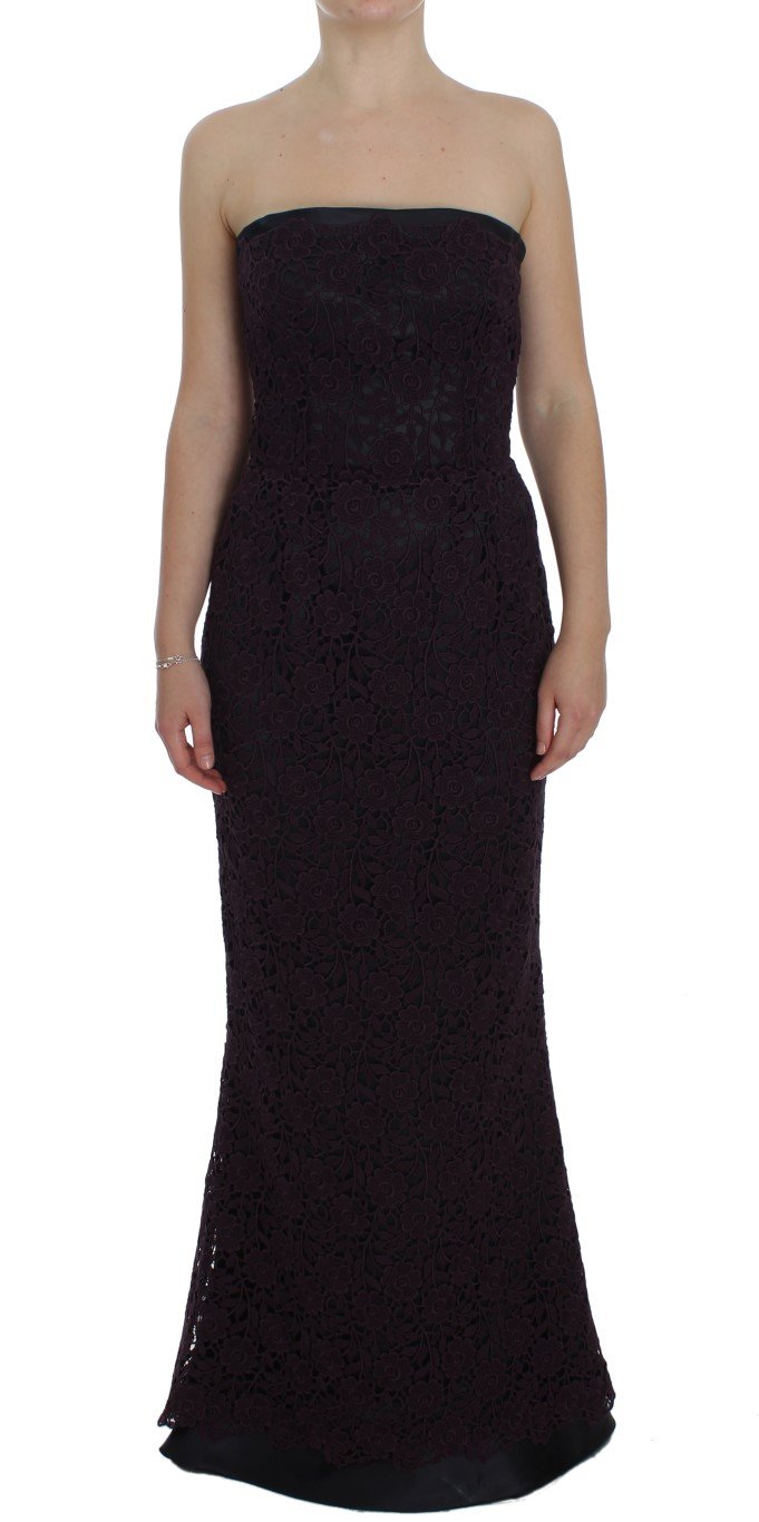 Dolce & Gabbana Women's Floral Ricamo Long Sheath Dress Purple NOC10125 - IT40|S