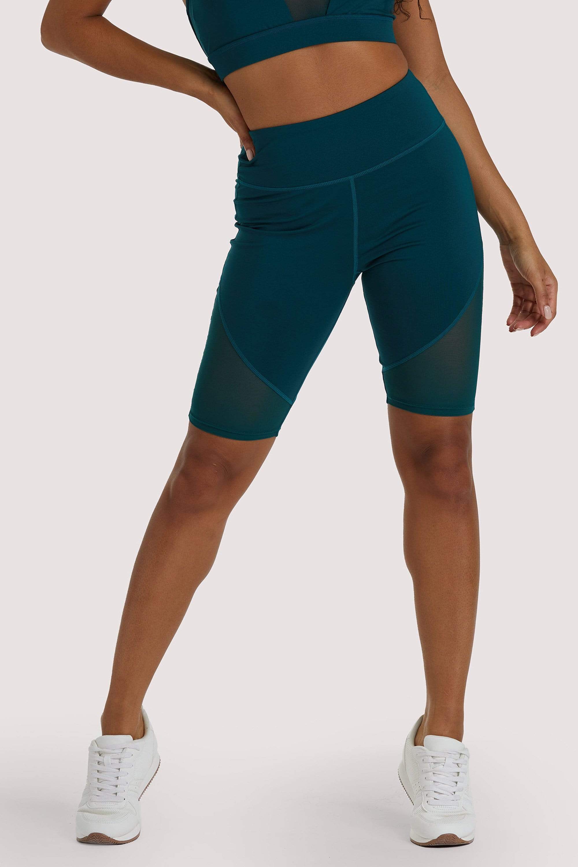 Wolf & Whistle Eco Teal Mesh Panel Shorts UK 10 / US 6