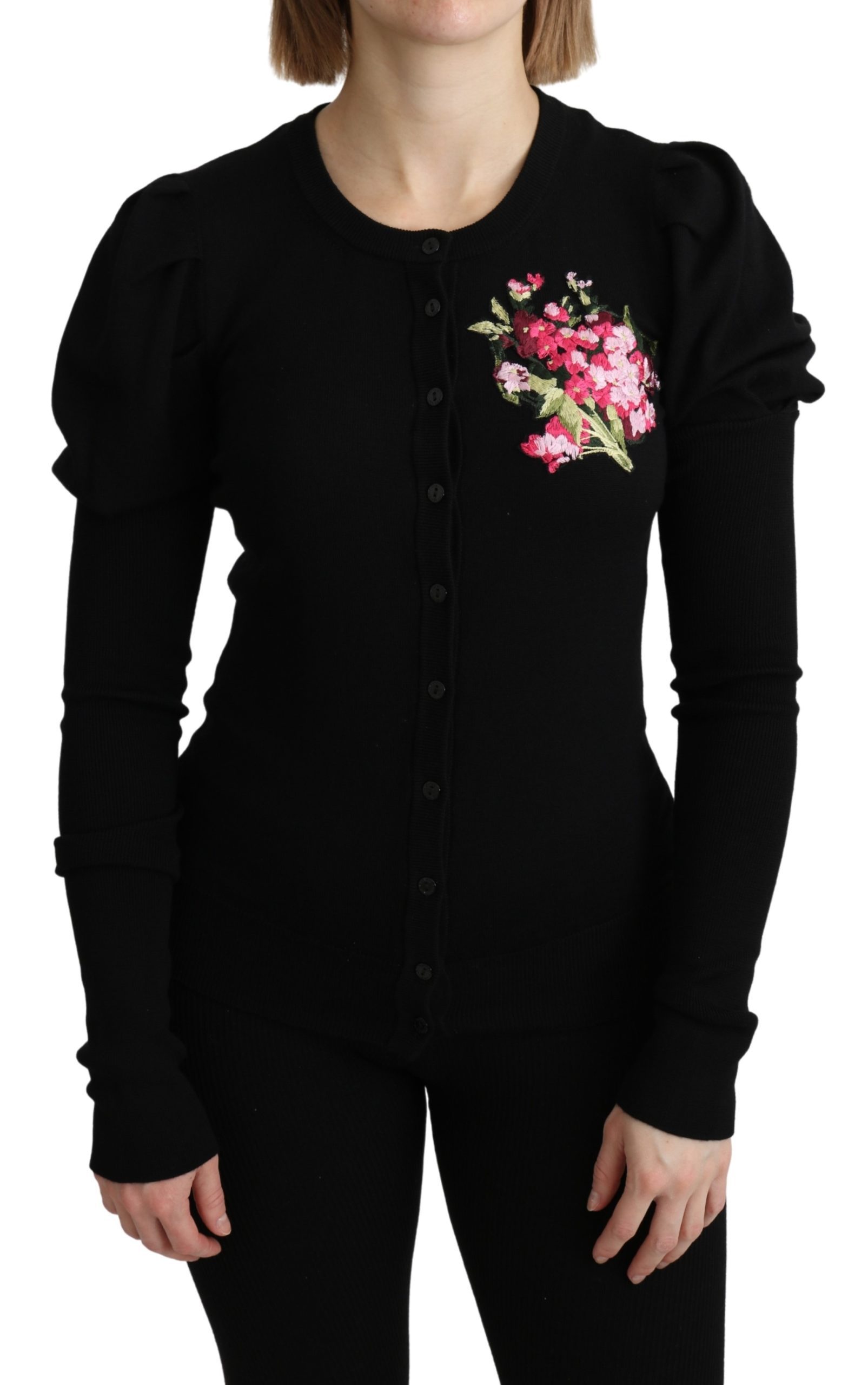 Dolce & Gabbana Women's Floral LS Cardigan Black TSH4906 - IT40|S