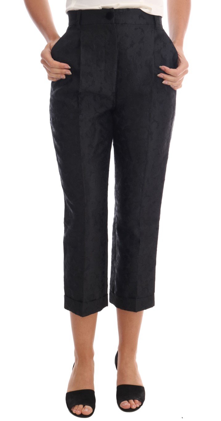 Dolce & Gabbana Women's Floral Brocade Capri Trousers Black BYX1126 - IT36 | XS