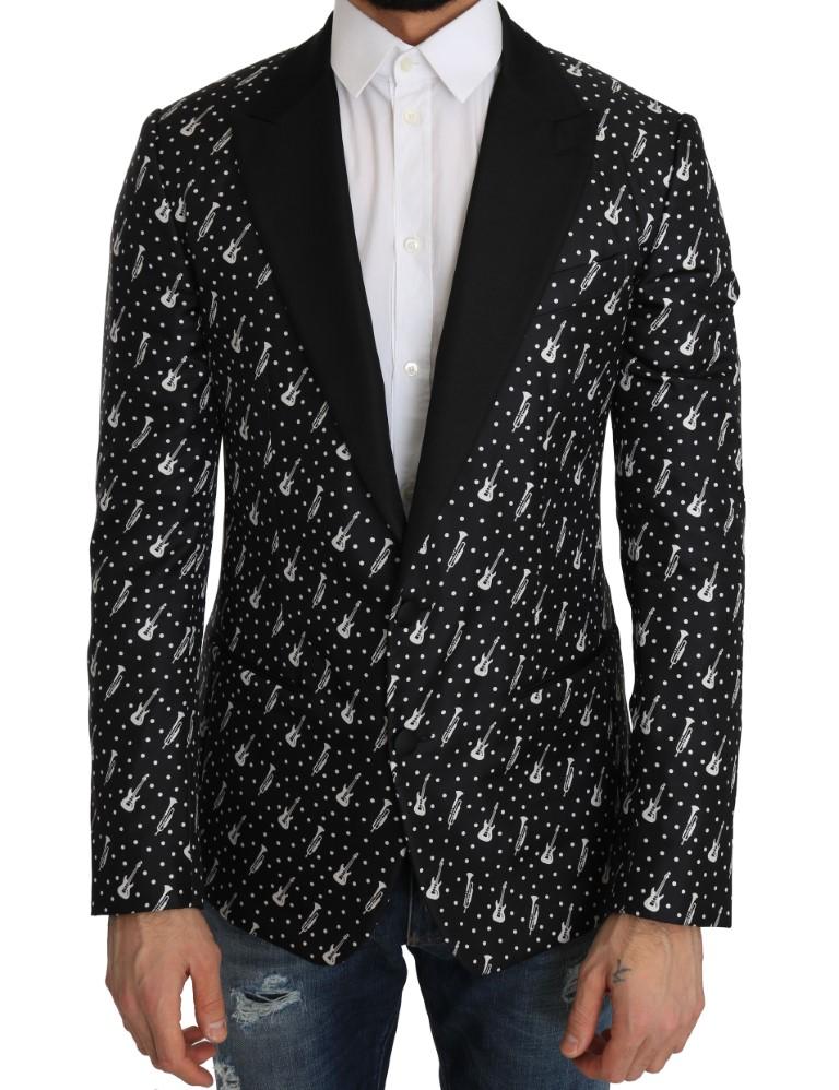 Dolce & Gabbana Men's Silk Jazz Guitar Blazer Black JKT2203 - IT54 | XXL