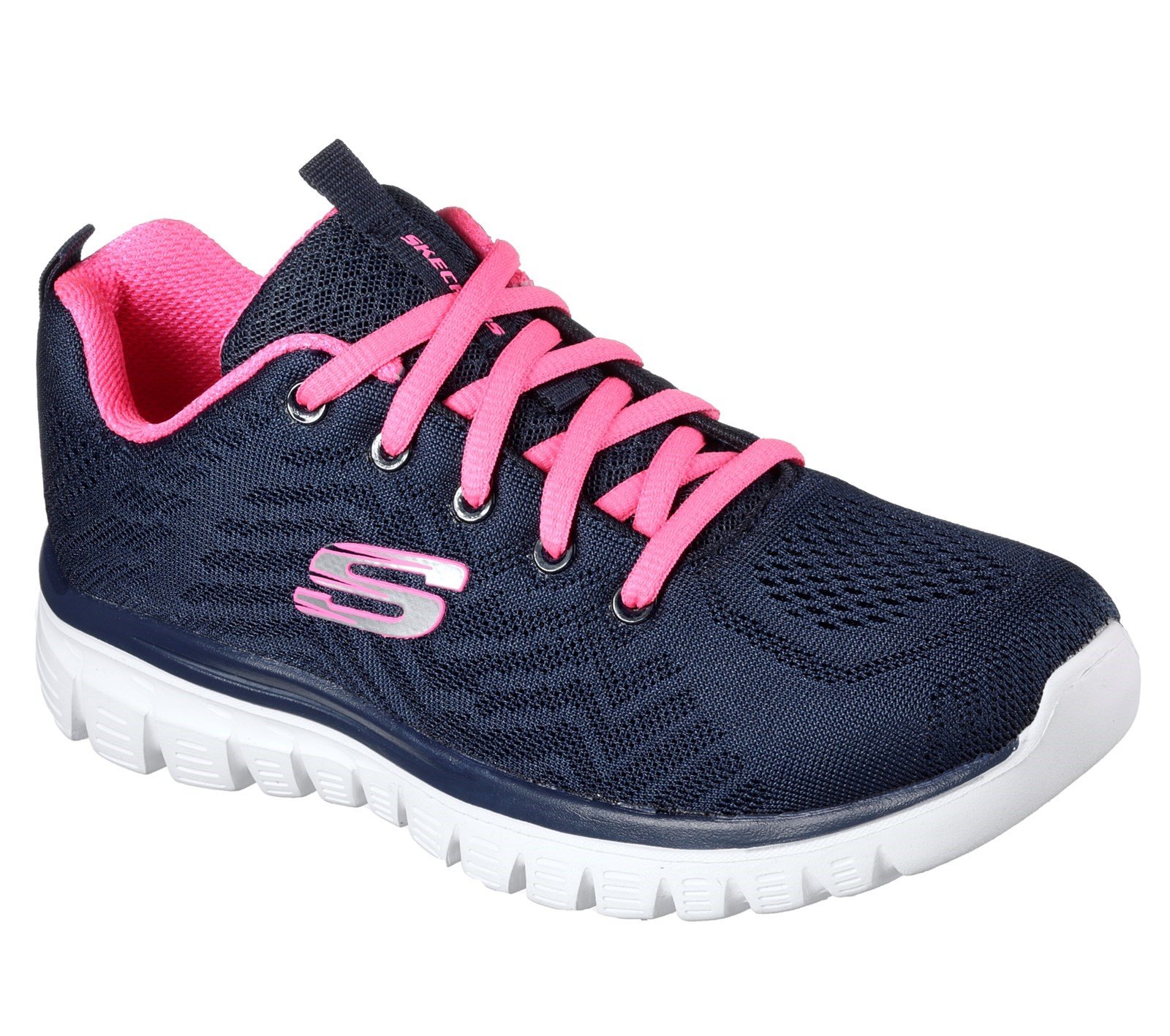 Skechers Women's Graceful Sports Trainer Various Colours 30706 - Navy/Hot Pink 3
