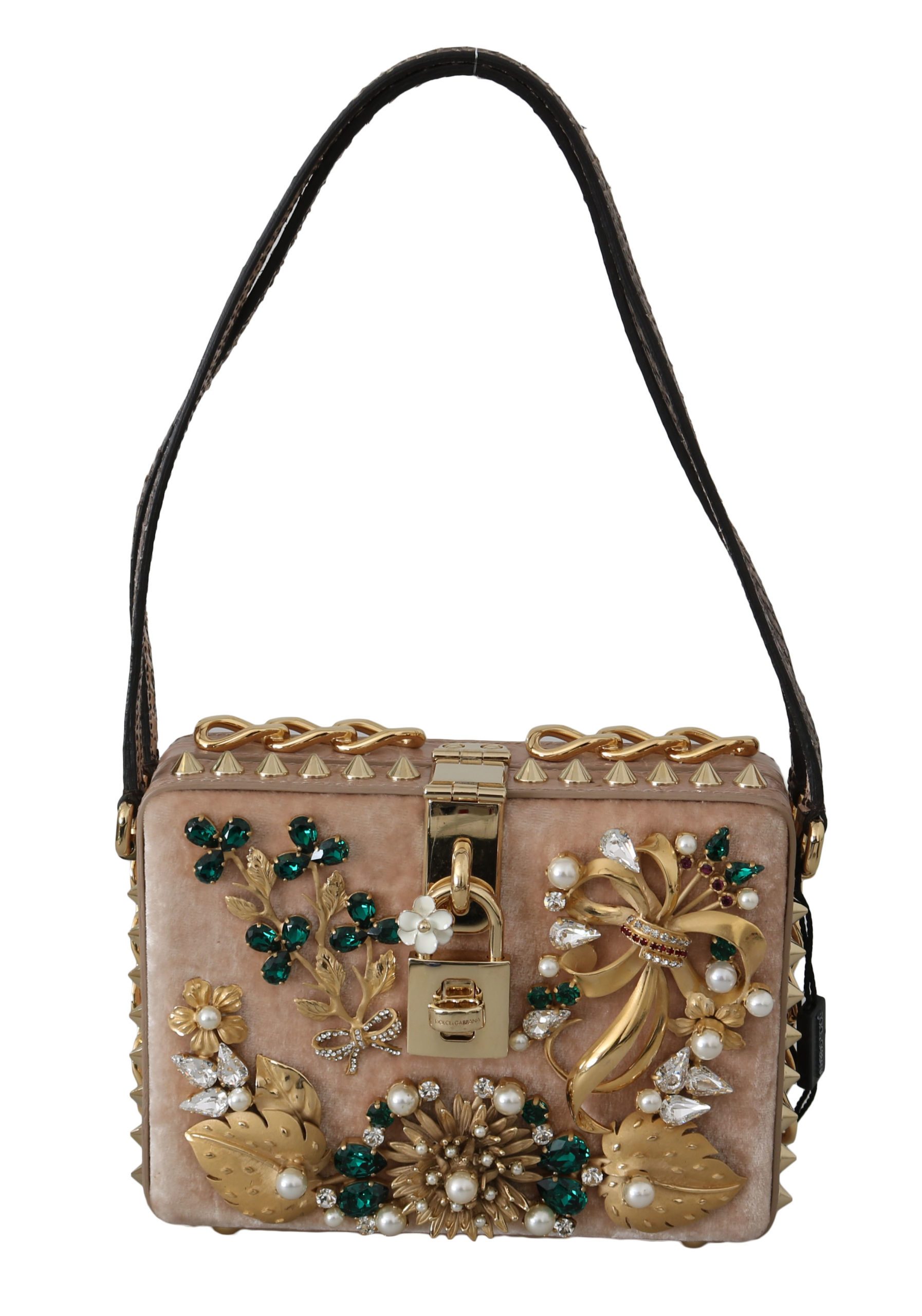 Dolce & Gabbana Women's Leather Crystal Clutch Bag Gold VAS8673