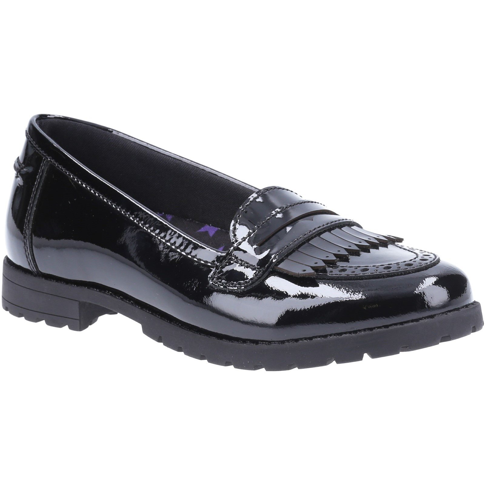 Hush Puppies Kid's Emer Junior School Shoe Patent Black 32595 - Patent Black 11