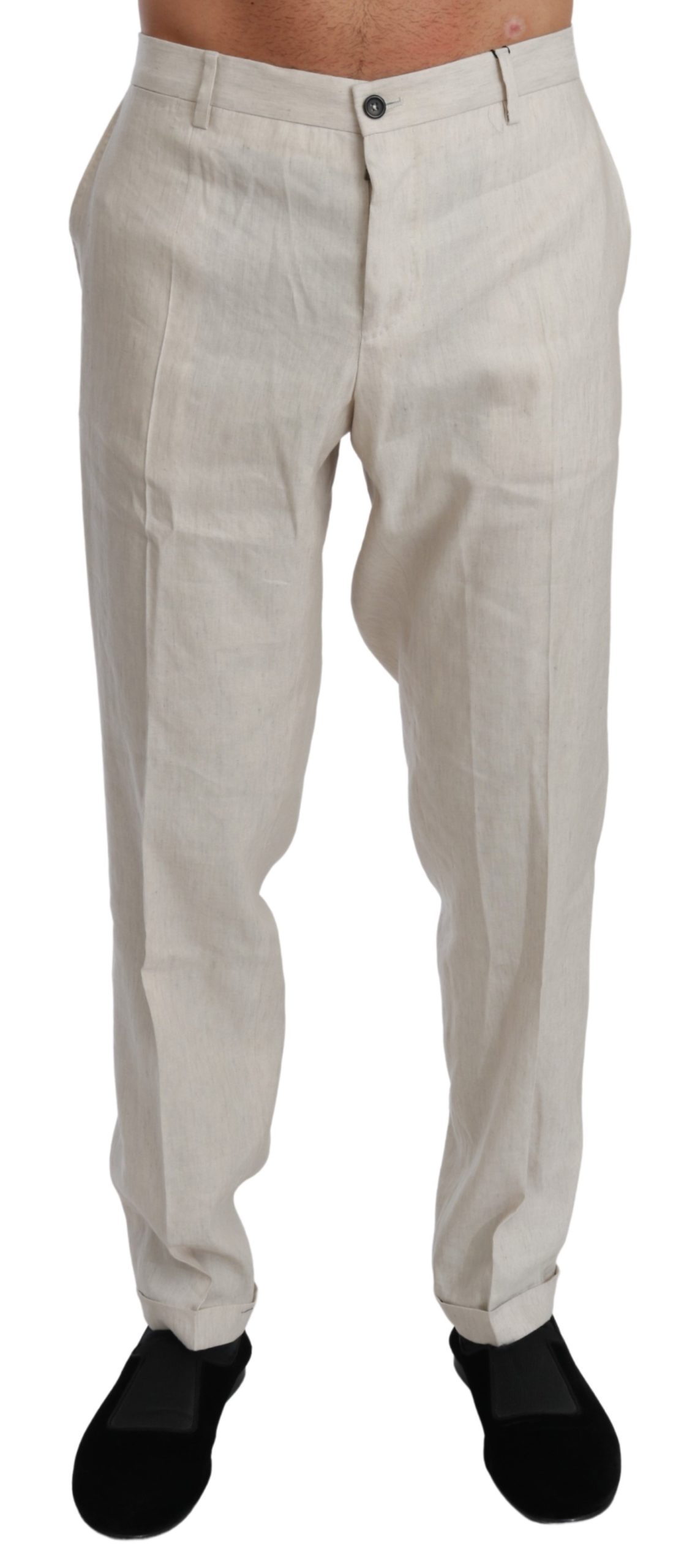Dolce & Gabbana Men's Linen Casual Flax Trouser White PAN70993 - IT52 | XL