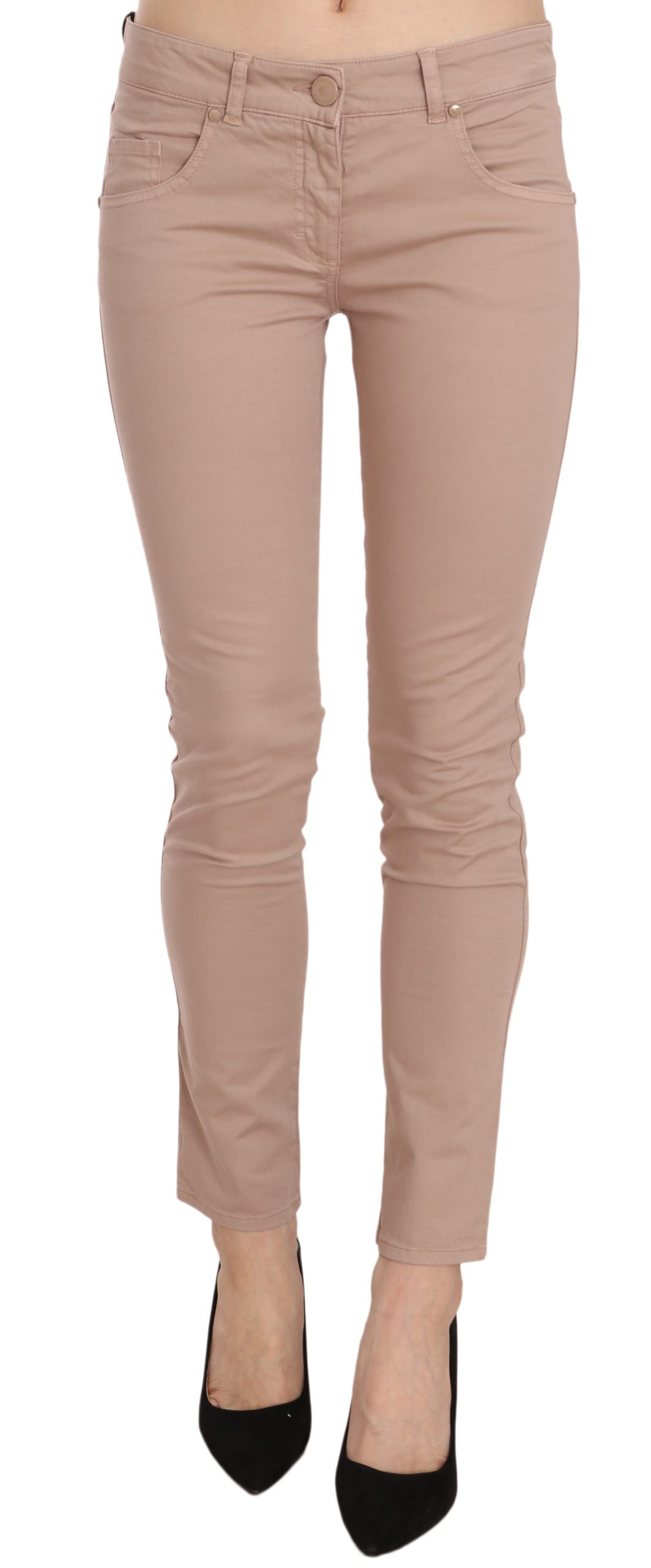 CRISTINAEFFE Women's Low Waist Slim Fit Skinny Cotton Trouser Brown PAN70184 - IT42|M