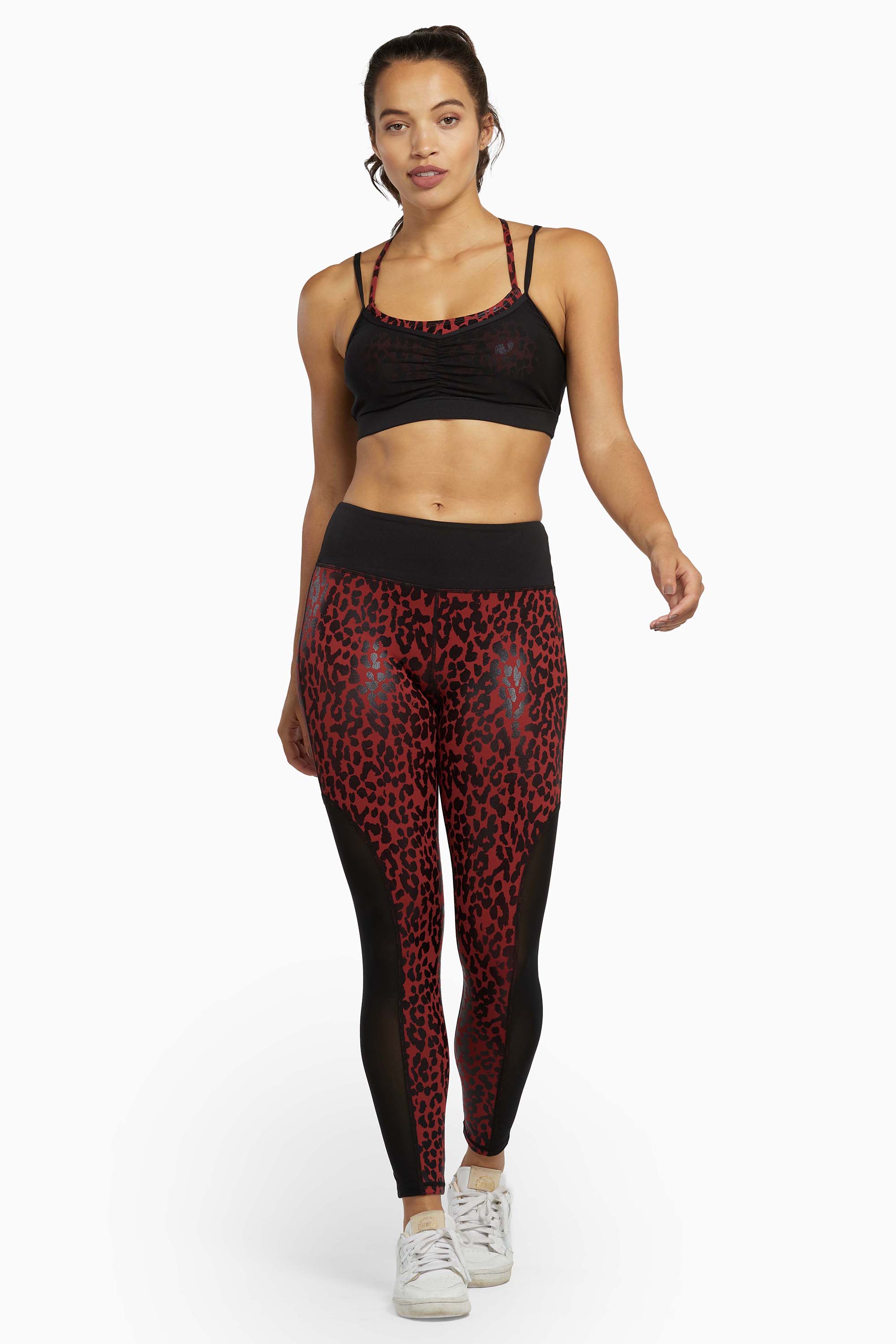 Wolf & Whistle Red Wet Look Leopard High Waist Leggings UK 12 / US 8