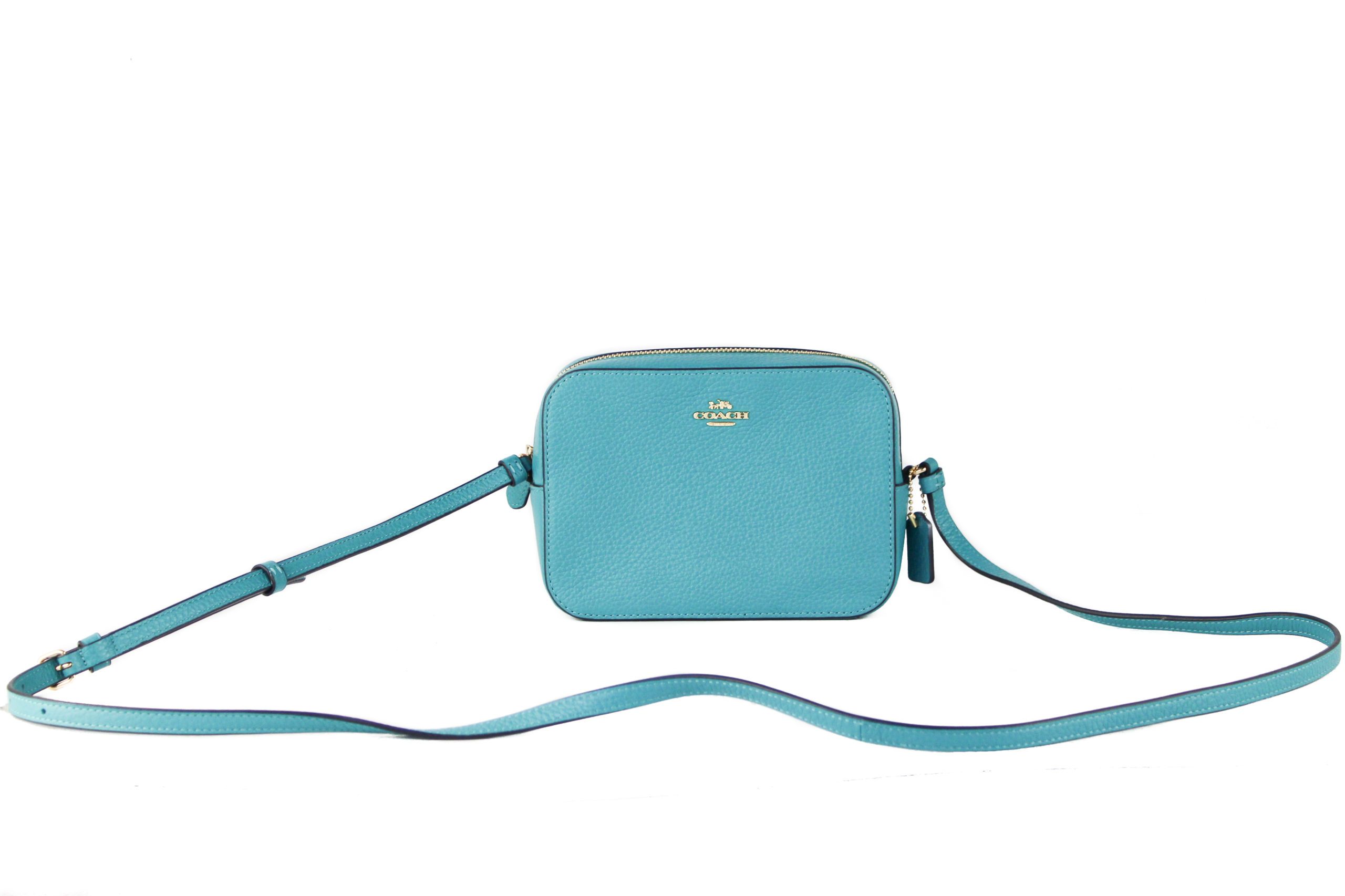COACH Women's Canvas Leather Crossbody Bag Teal 64064