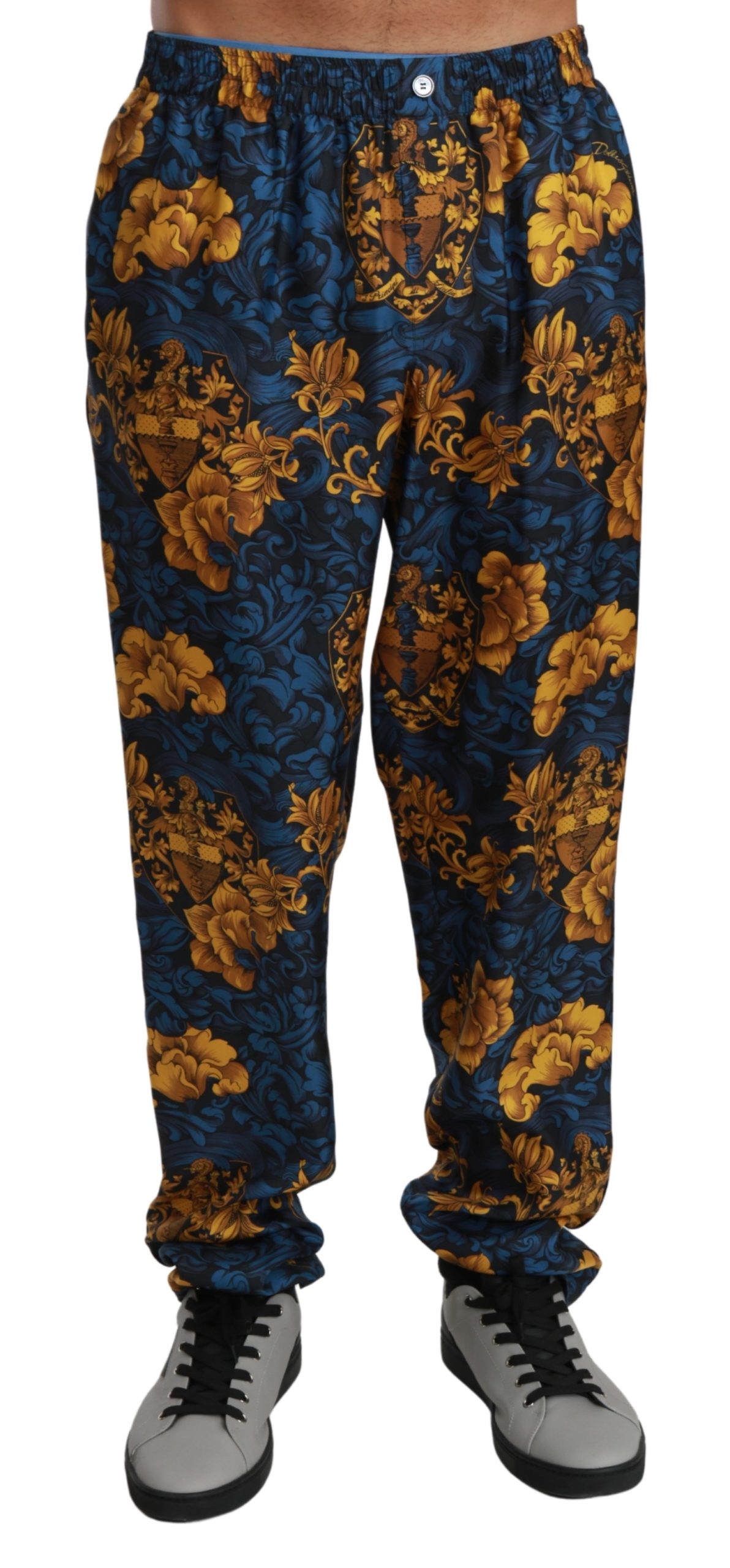 Dolce & Gabbana Men's Baroque Silk Trouser Yellow PAN70988 - IT52 | XL