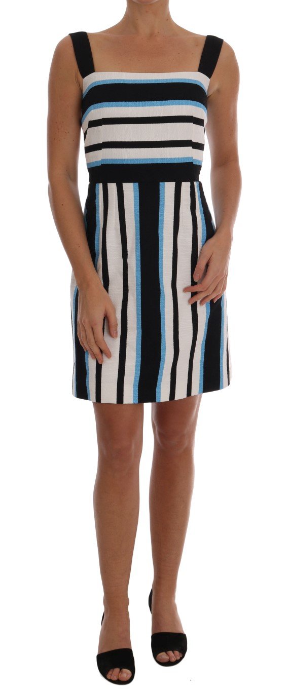 Dolce & Gabbana Women's Striped Cotton A-Line Dress White Multicolor DR1284 - IT36|XXS