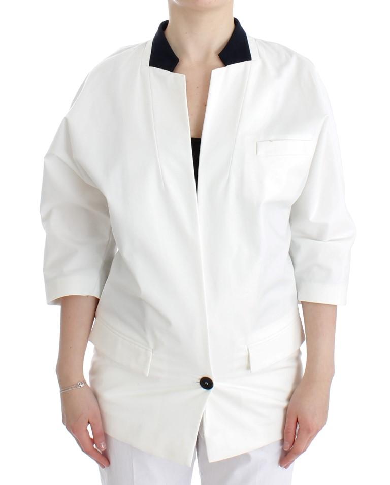 Andrea Pompilio Women's Cotton Blend Oversized Blazer White SIG12655 - IT44|L