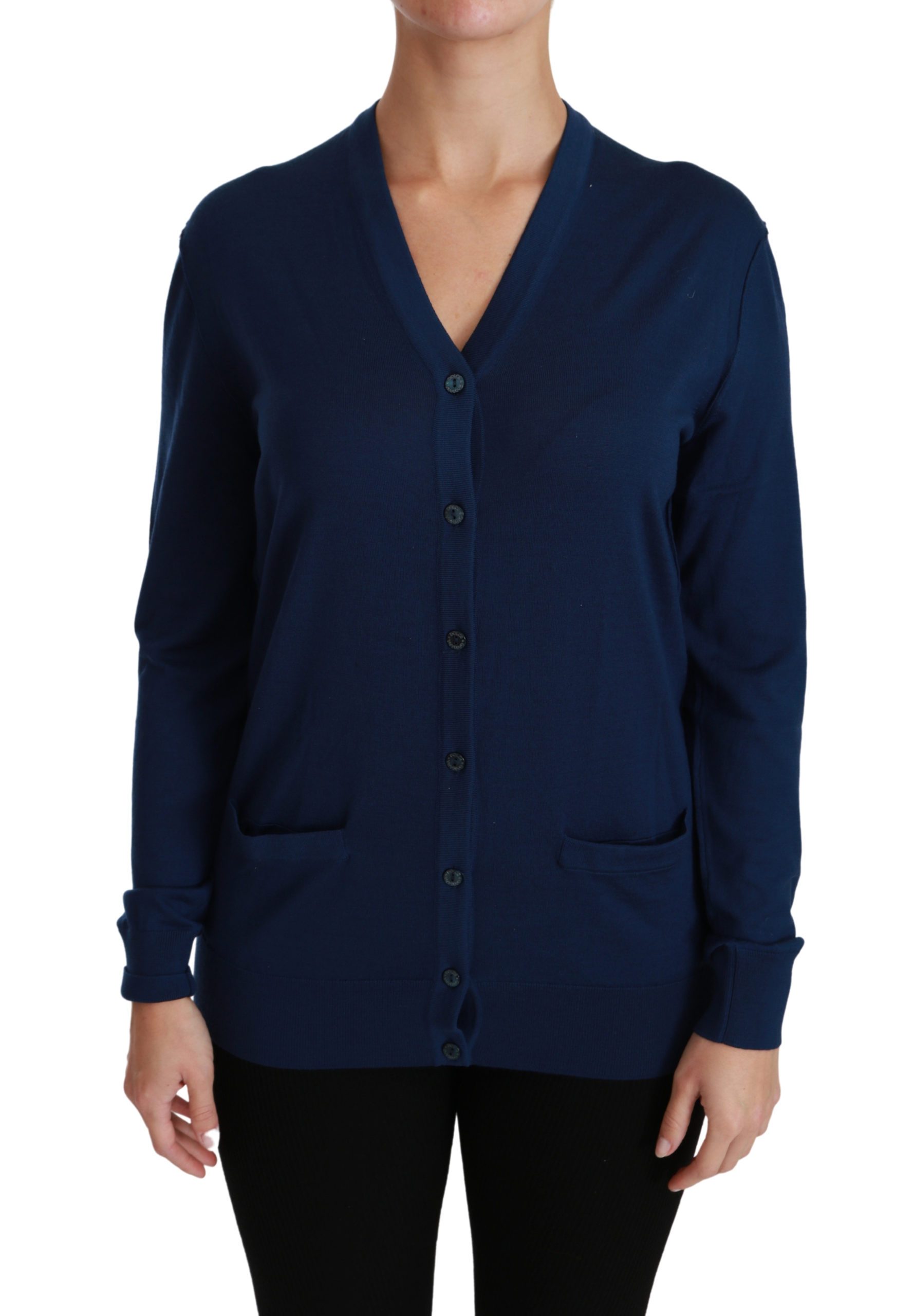 Dolce & Gabbana Women's Button Virgin Wool Cardigan Blue TSH4441 - IT36 | XS