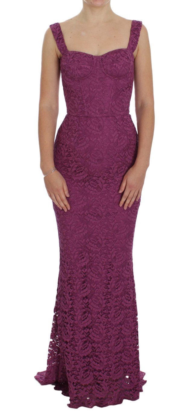 Dolce & Gabbana Women's Floral Ricamo Gown Dress Purple NOC10087 - IT46|XL