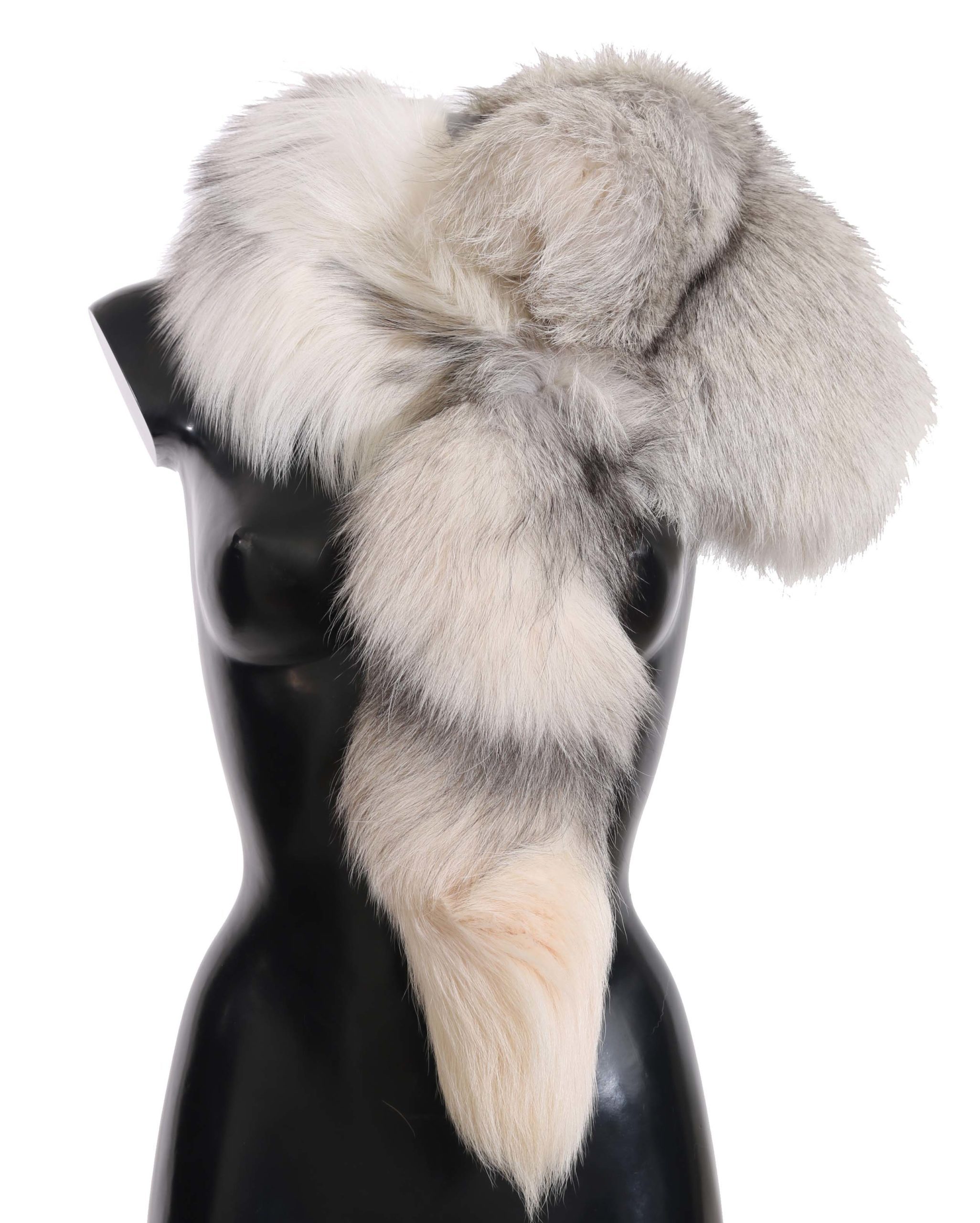 Dolce & Gabbana Women's Fox Tail Fur Wrap Collar Scarf White MS2308