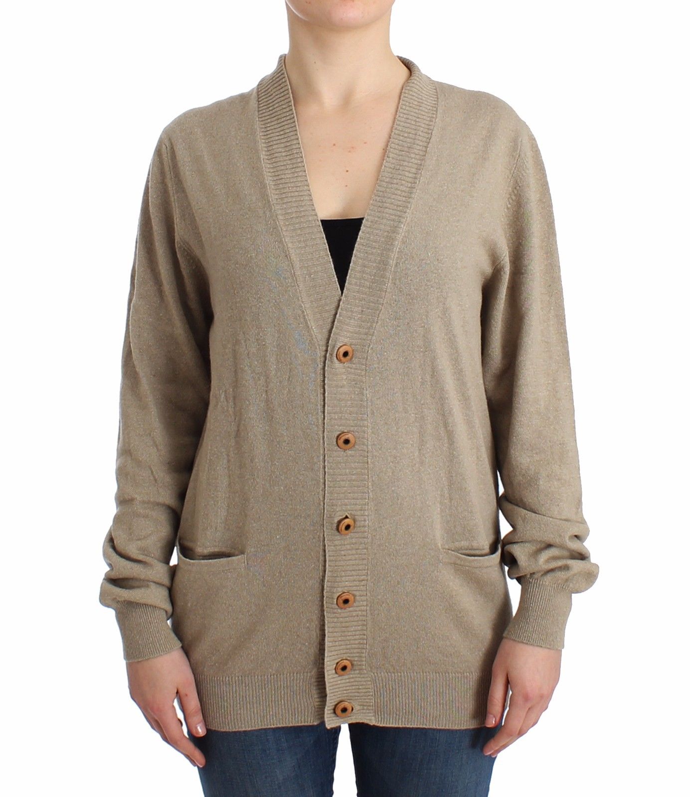 Ermanno Scervino Women's Cashmere Cardigan Beige SIG11854 - IT50 | XXL