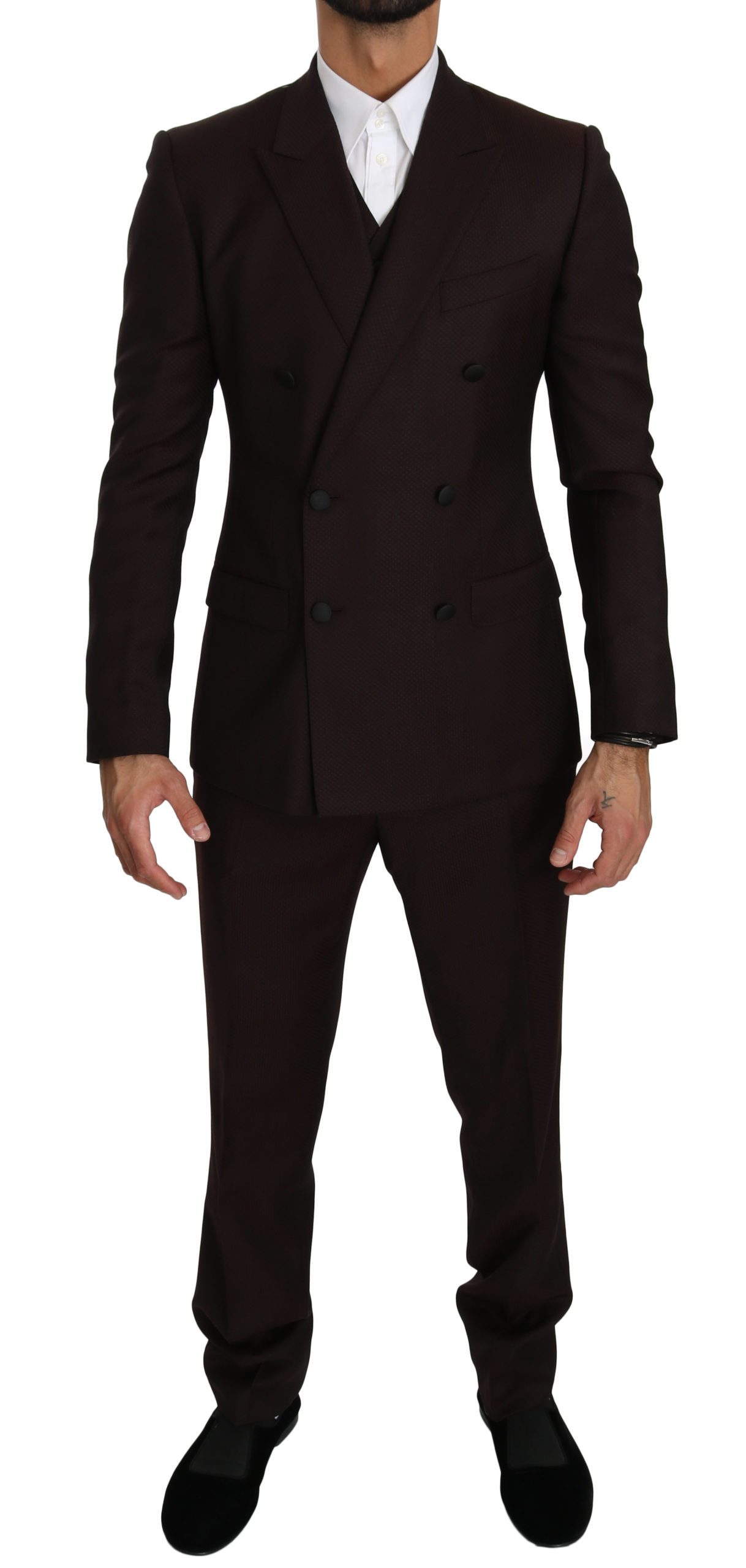 Dolce & Gabbana Men's Wool Slim 3 Piece MARTINI Suit Bordeaux KOS1543 - IT46 | S