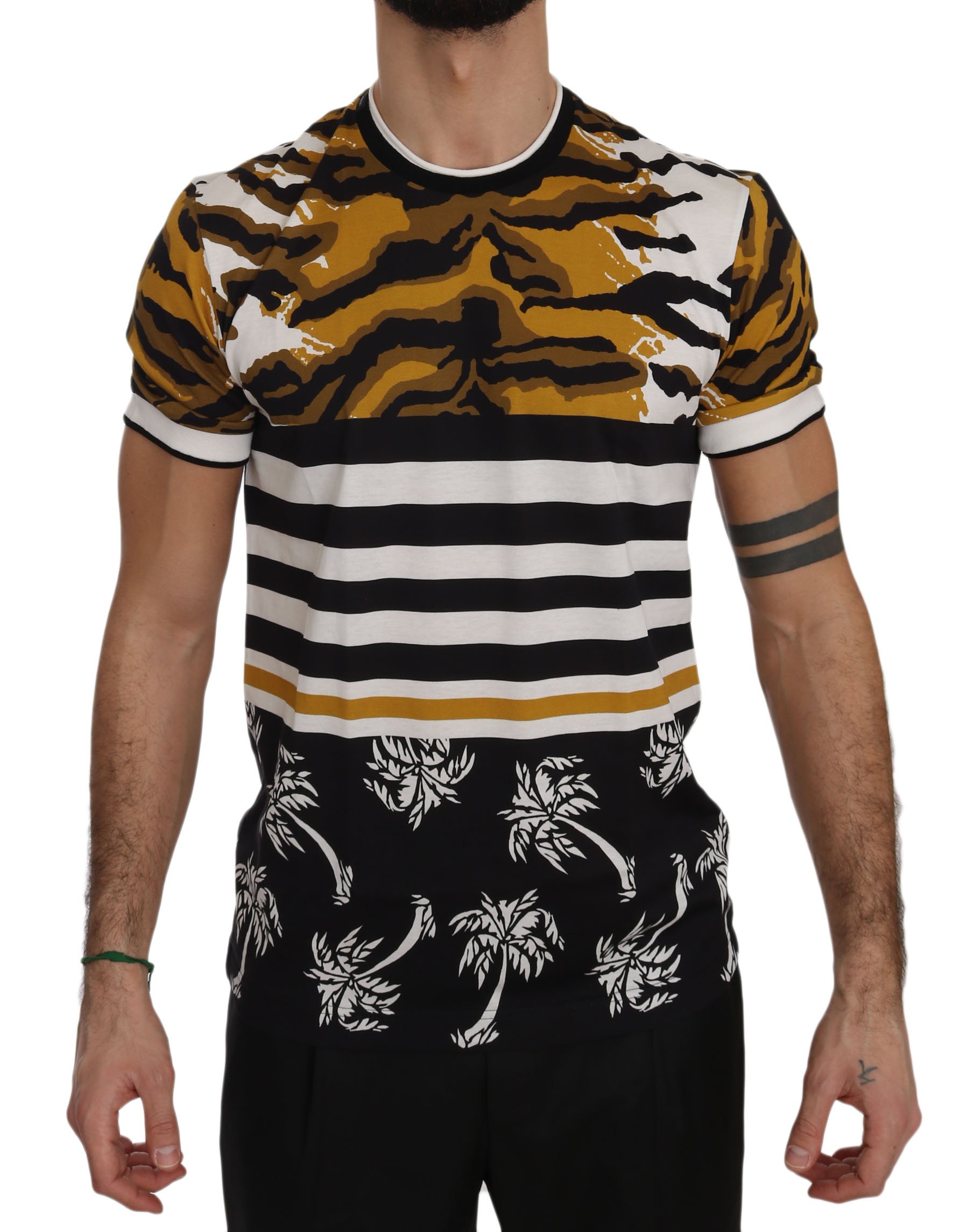 Dolce & Gabbana Men's Crewneck Palm T-Shirt Multicolor TSH3496 - IT46 | M