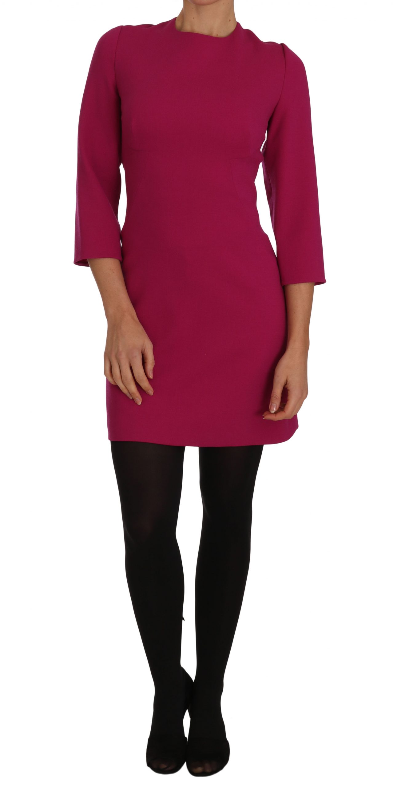 Dolce & Gabbana Women's Crêpe Sheath Wool Mini-Length Dress Pink DR1470 - IT46 | L
