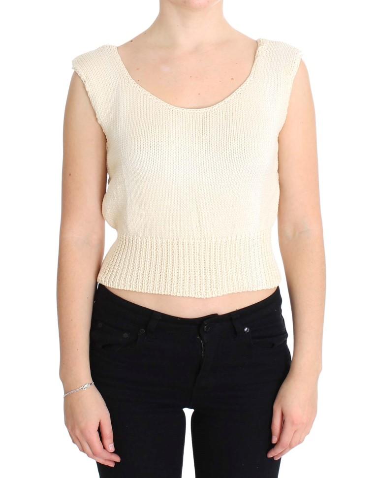 Pink Memories Women's Knitted Sleeveless Sweater Beige SIG30256 - One Size