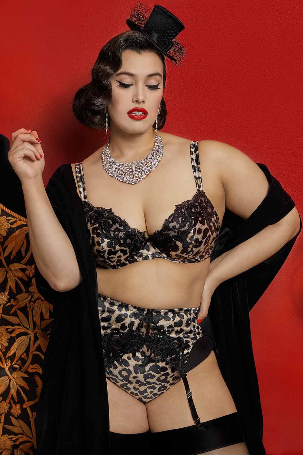 Dita Von Teese Millicent Leopard Plunge Curve Bra 40G