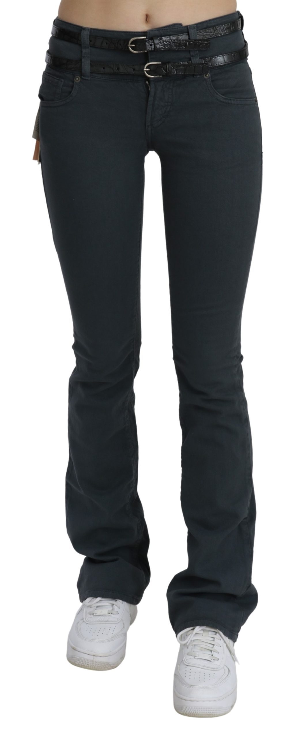 John Galliano Women's Mid Waist Slim Flared Denim Jeans Gray PAN70454 - W24