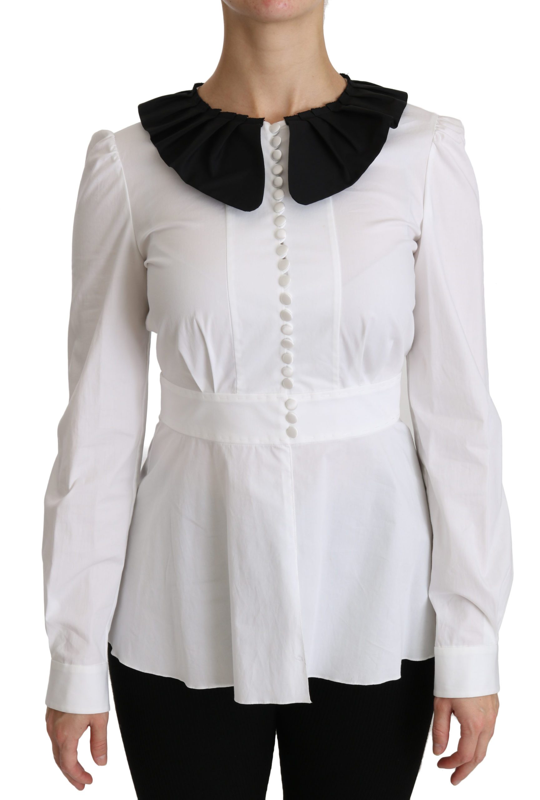 Dolce & Gabbana Women's Collared LS Top White TSH4315 - IT40|S