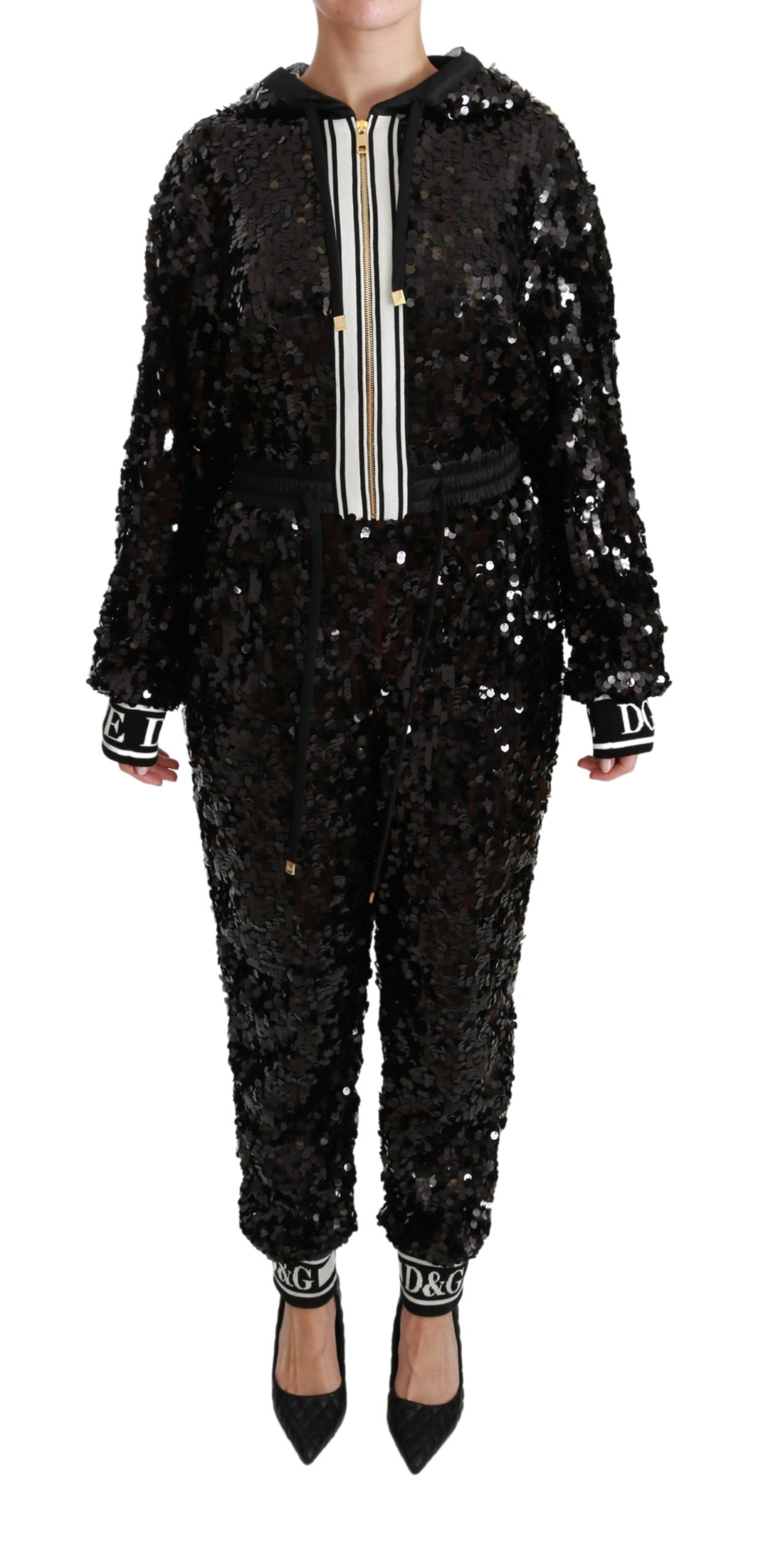 Dolce & Gabbana Women's Sequined Hooded Dress Black DR2486 - IT36 | XS