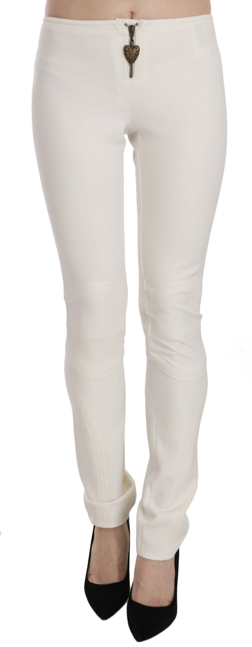 Just Cavalli Women's Mid Waist Skinny Dress Trouser White PAN70376 - IT38|XS