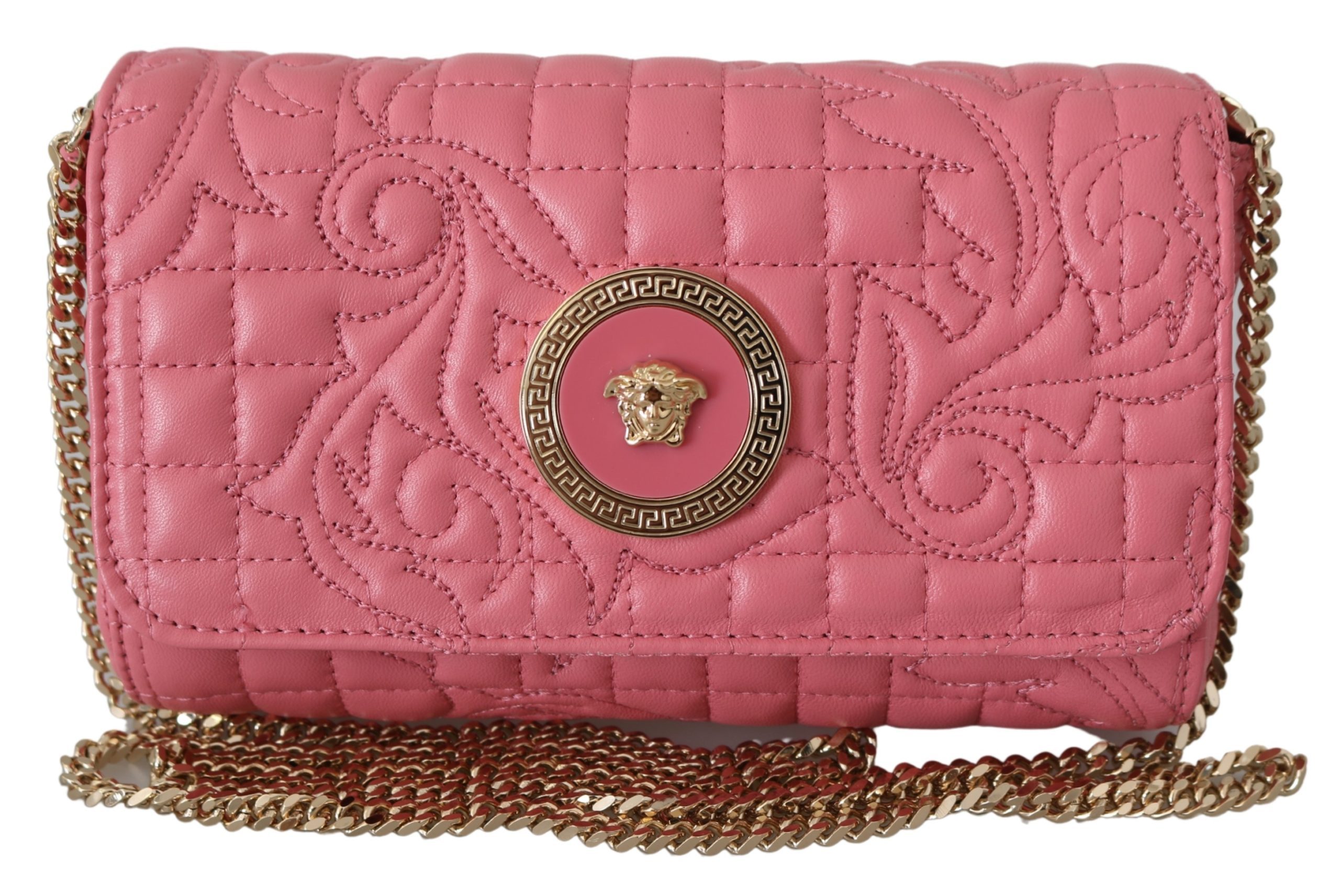 Versace Women's Mini Quilted Nappa Leather Shoulder Bag Pink 8053850414031