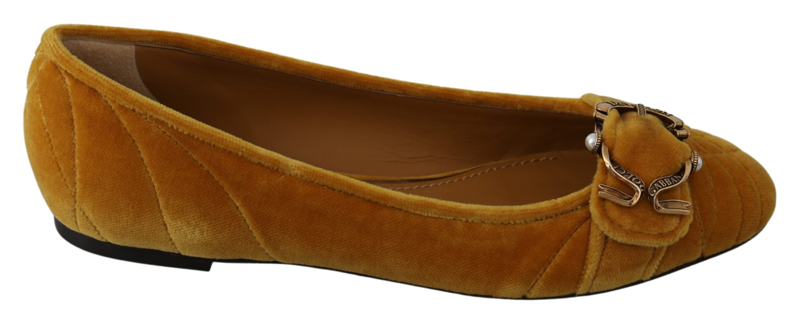 Dolce & Gabbana Women's Mustard Devotion Ballerina Flats Yellow LA7311 - EU39/US8.5