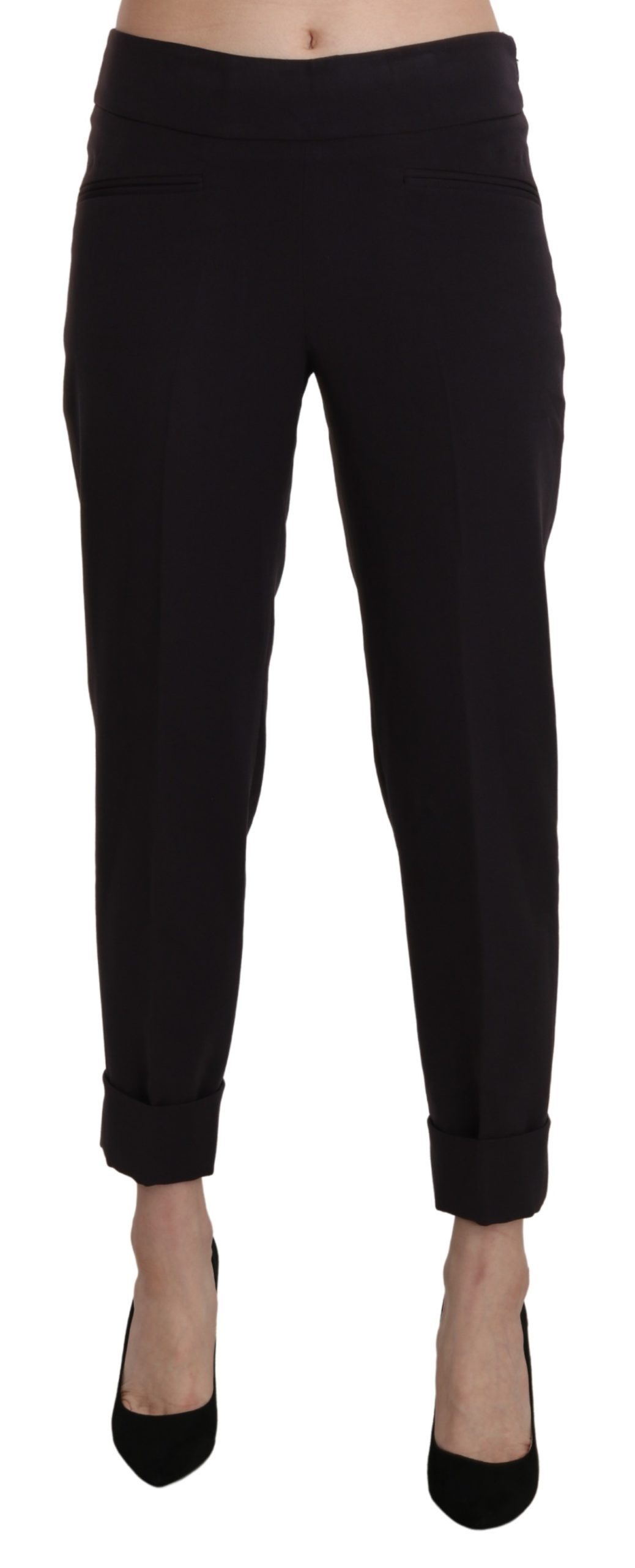 BENCIVENGA Women's Mid Waist Tapered Trousers Black PAN71367-42 - IT42|M