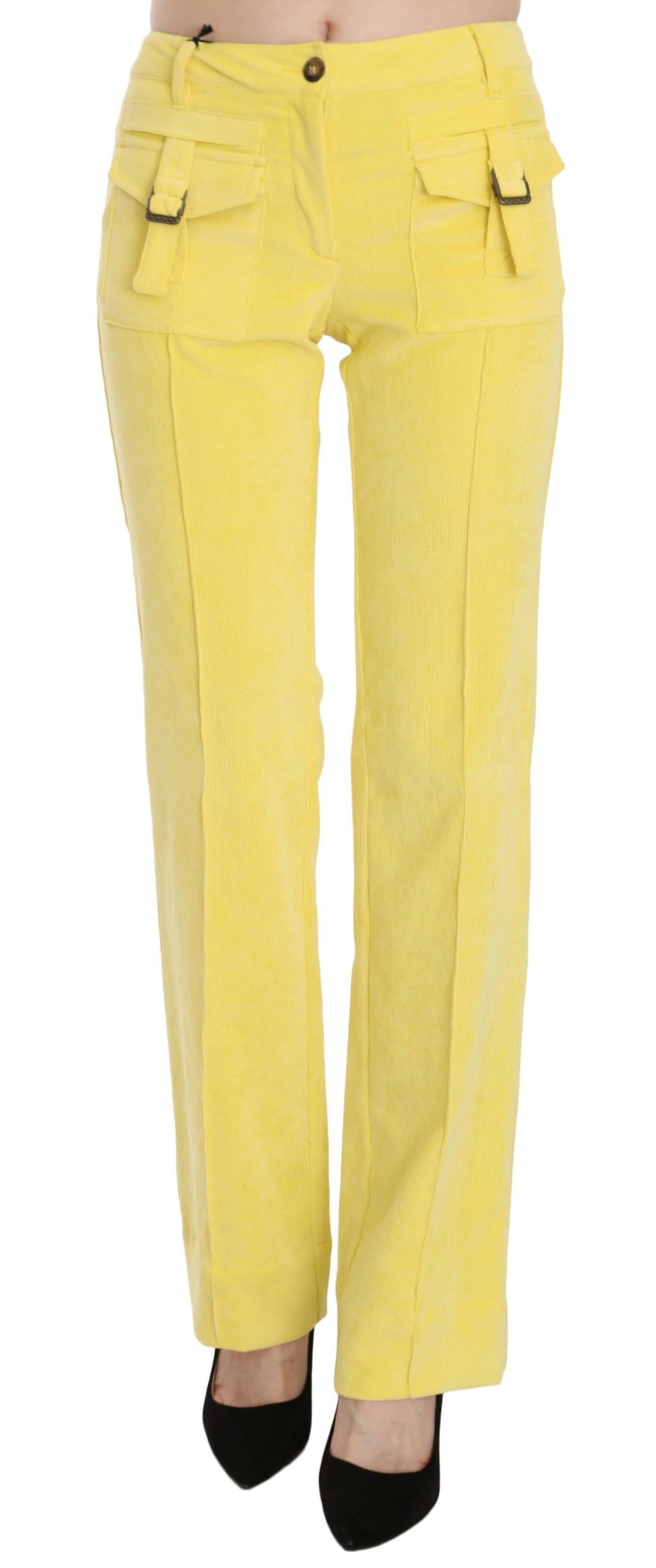 Just Cavalli Women's Mid Waist Straight Trouser Yellow PAN70338 - IT38|XS