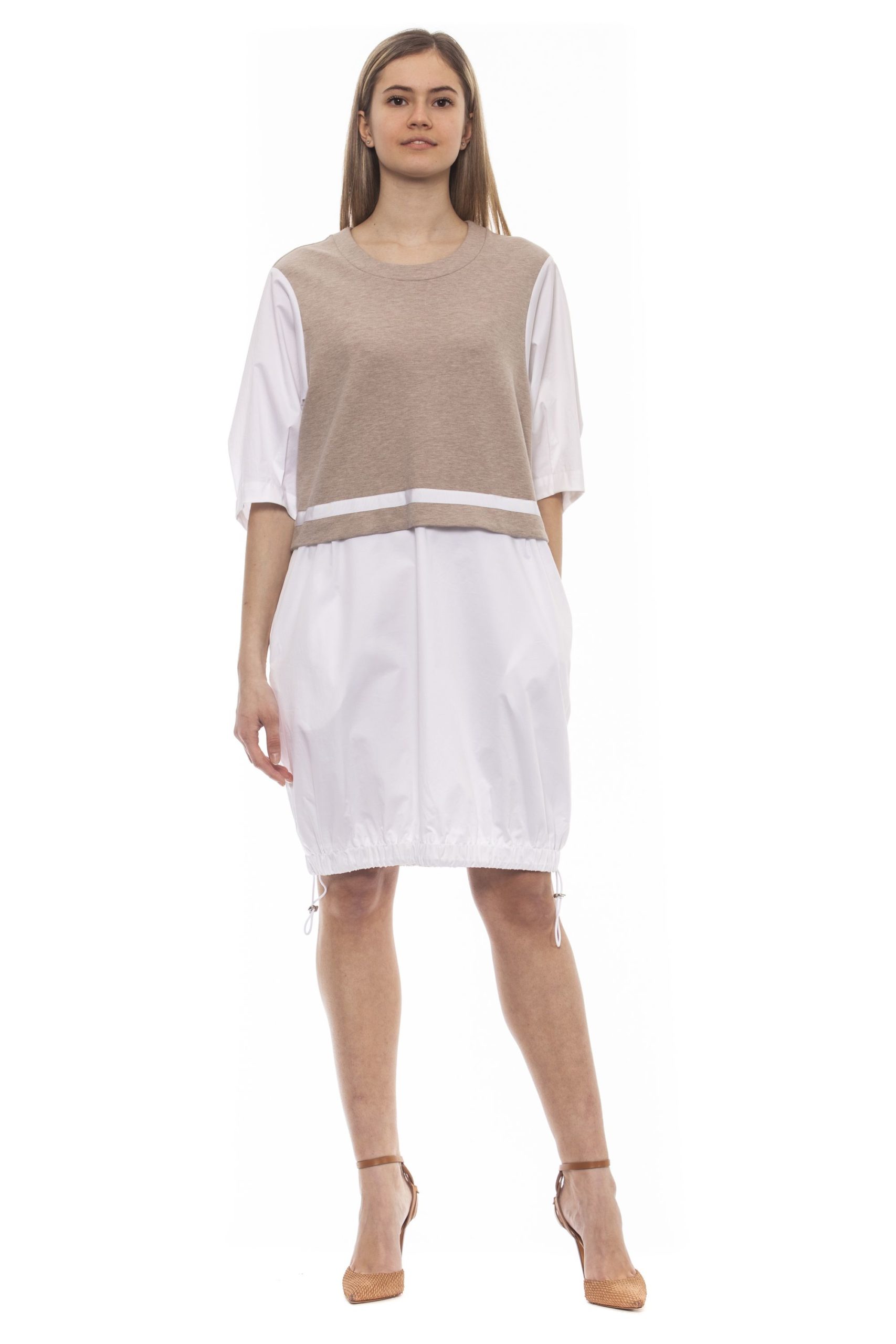 Peserico Women's Bianco Dress Beige PE1383204 - IT42 | S