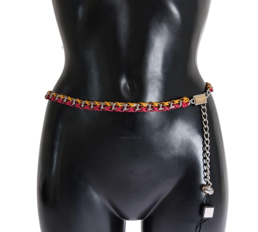 Dolce & Gabbana Women's Leather Crystal Belt Multicolor BEL10361 - L