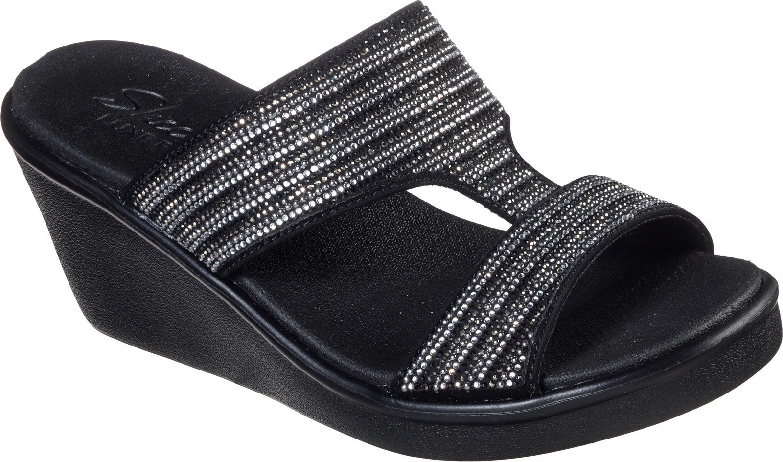 Skechers Women's Rumble On Bling Gal Summer Sandal Multicolor 32166 - Black/Silver 5