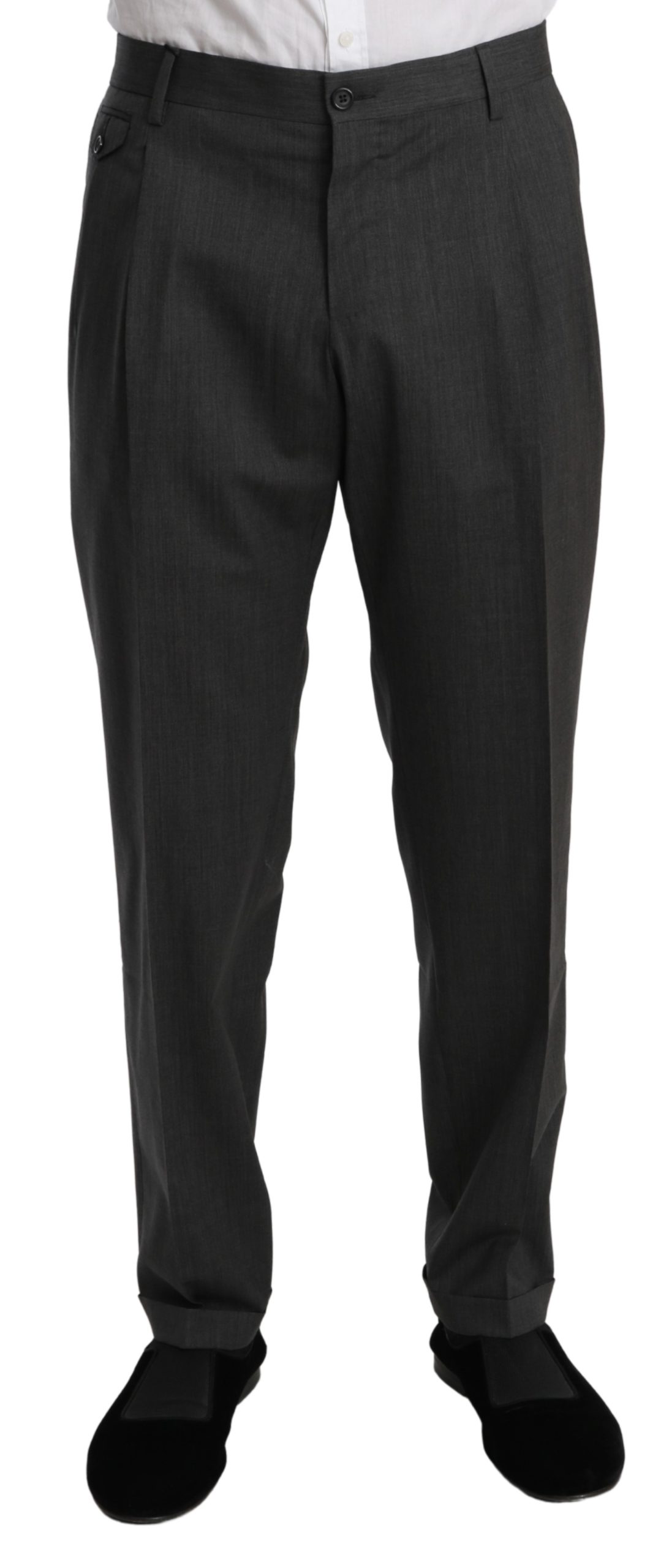Dolce & Gabbana Men's Formal Dress Stretch Wool Trouser Gray PAN70995 - IT54 | XL