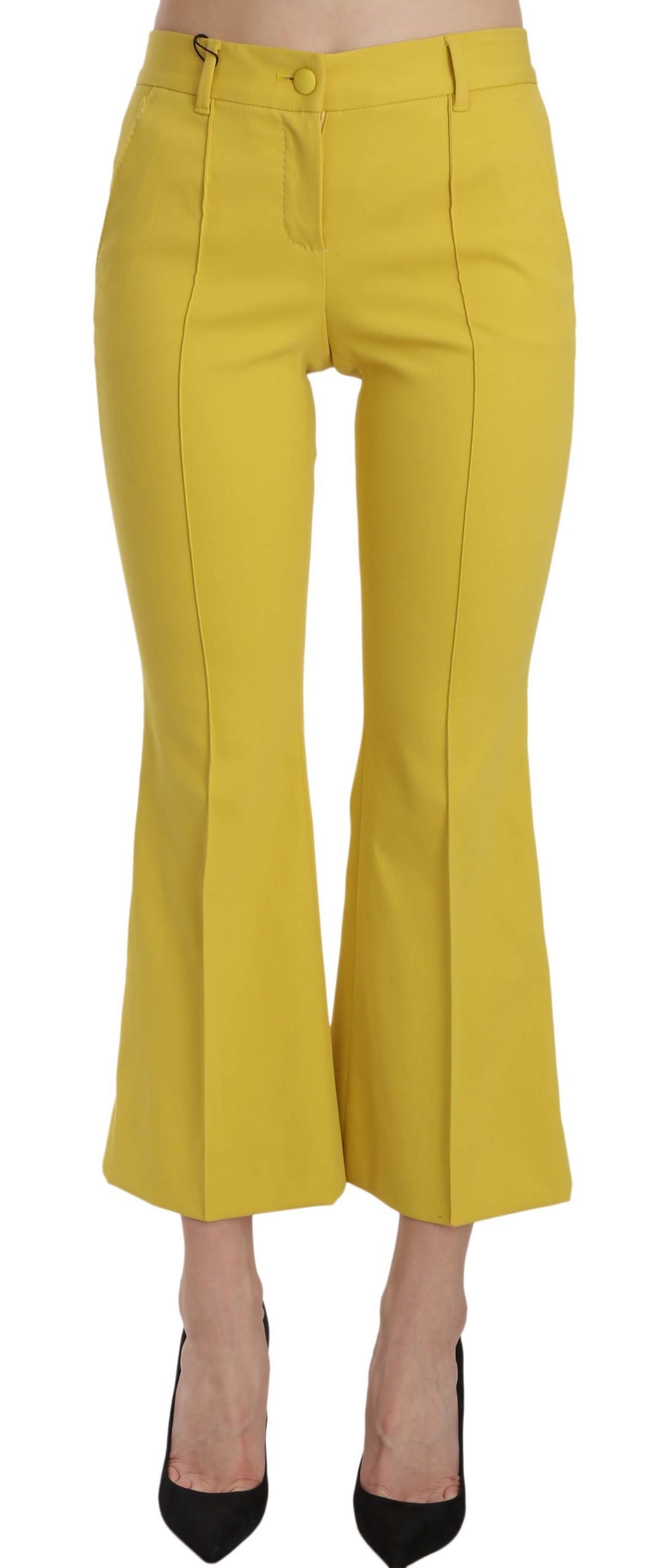 Dolce & Gabbana Women's Flared Bootcut Capri Trousers Yellow PAN61191 - IT36 | XS