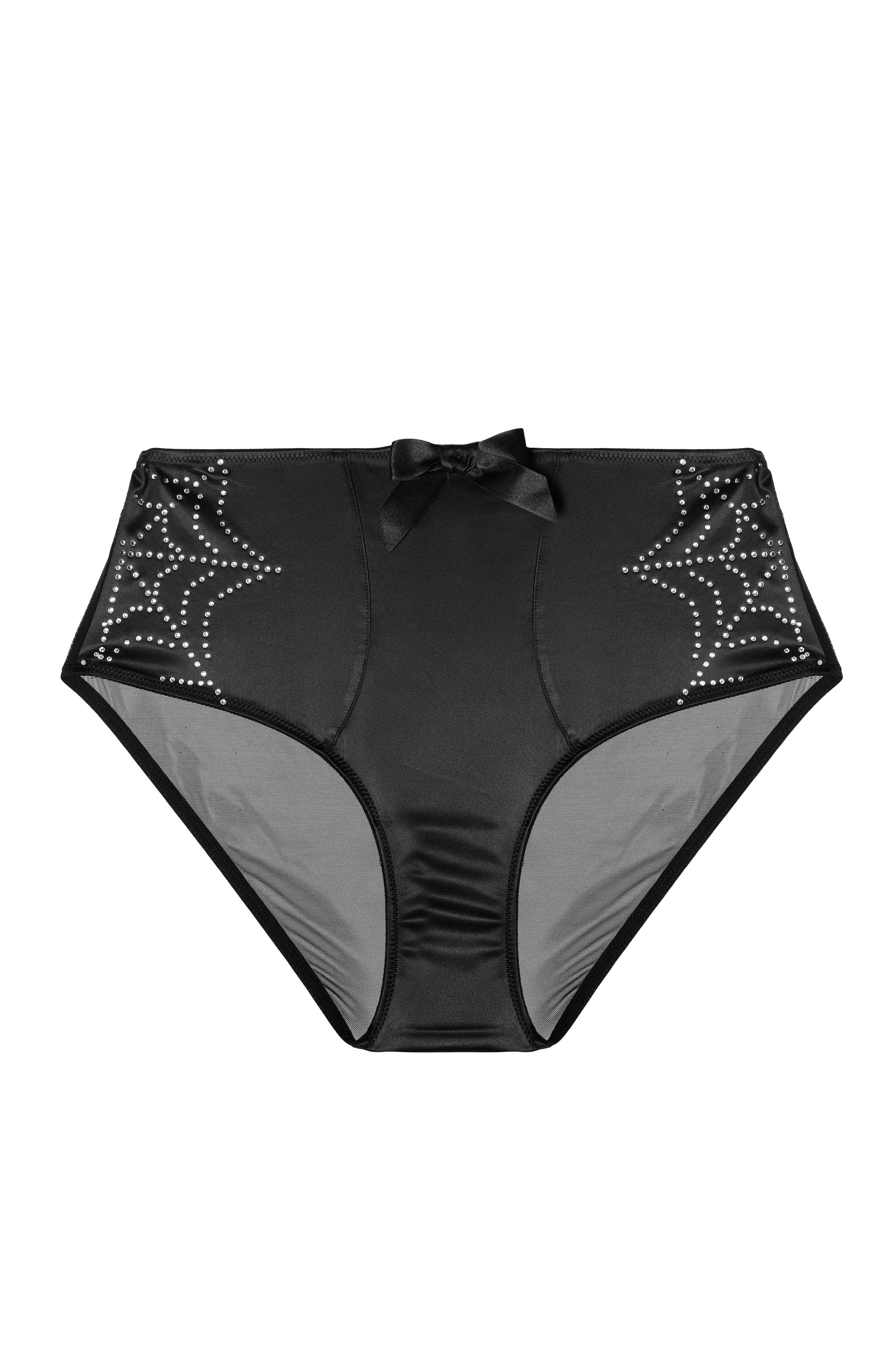 Bettie Page Annabelle Diamante Spiderweb High Waist Brief UK 8 / US 4