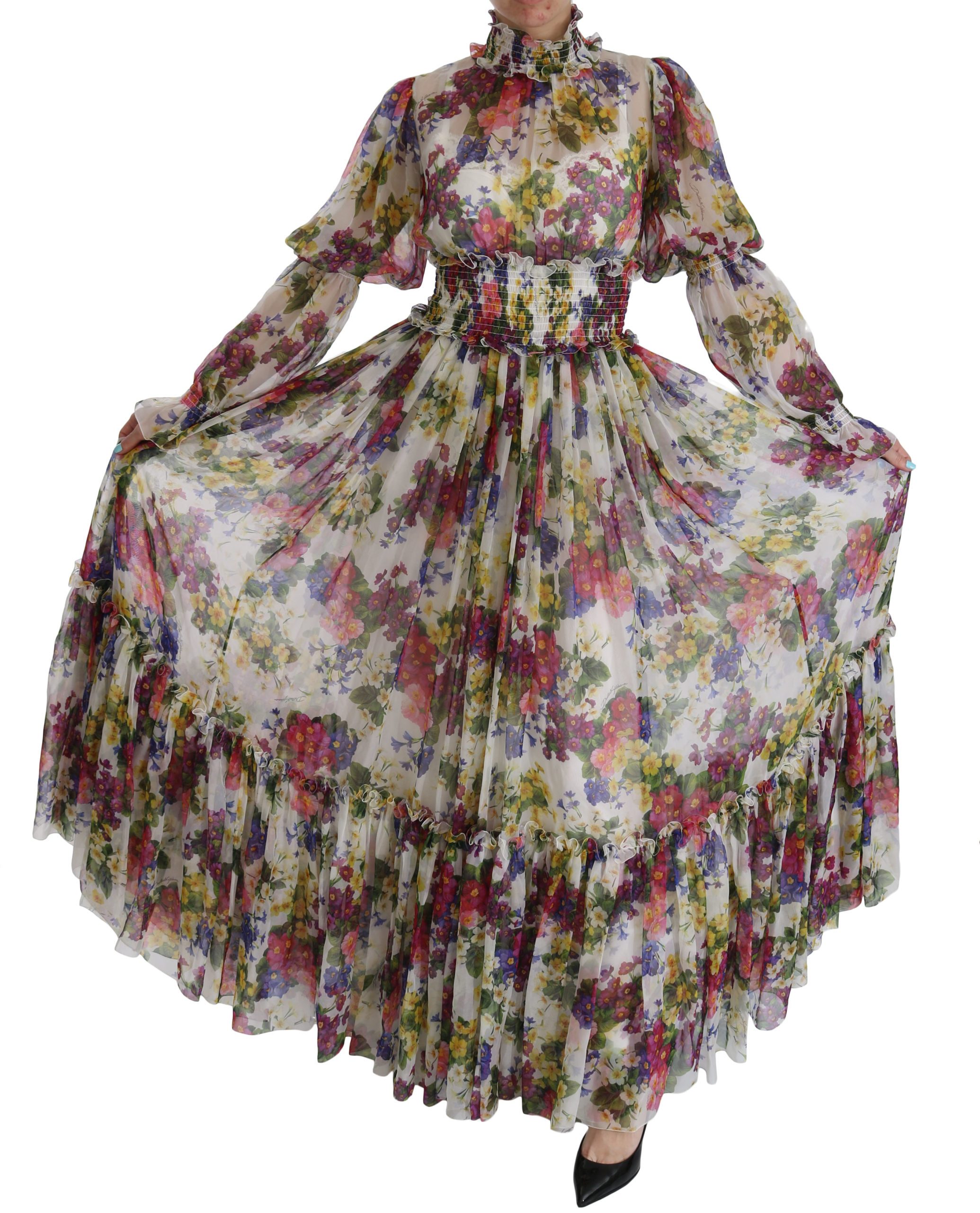 Dolce & Gabbana Women's Floral Silk Long Gown Dress Multicolor DR2082 - IT40|S