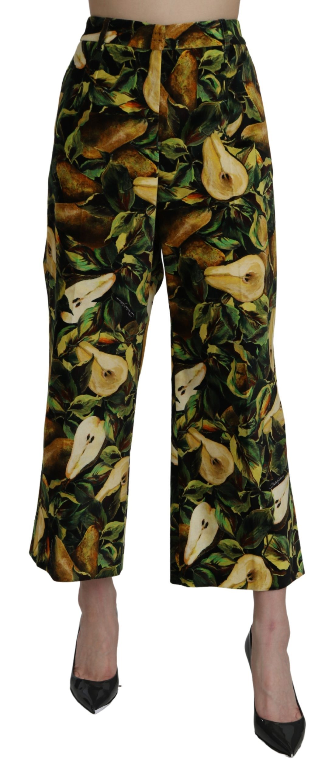 Dolce & Gabbana Women's Pear High Waist Cotton Trouser Black PAN71066 - IT48|XXL