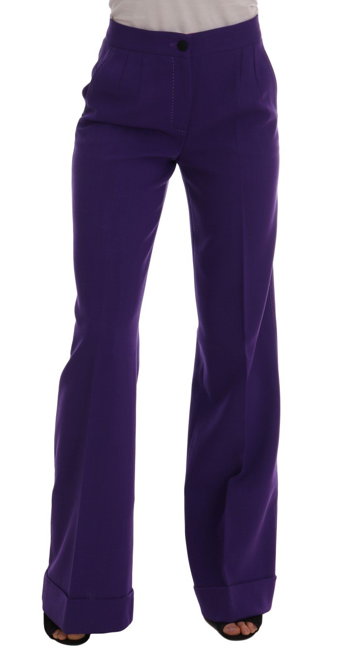 Dolce & Gabbana Women's Wool Flare Trouser Purple BYX1205 - IT40|S