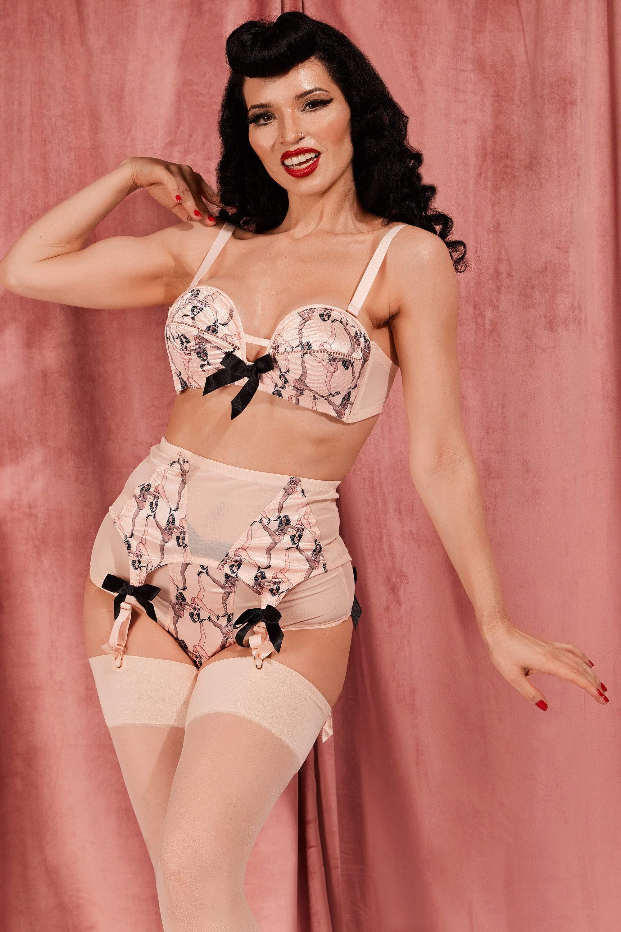 Bettie Page Showgirl Z Stitch Pink High Waist Brief UK 22 / US 18