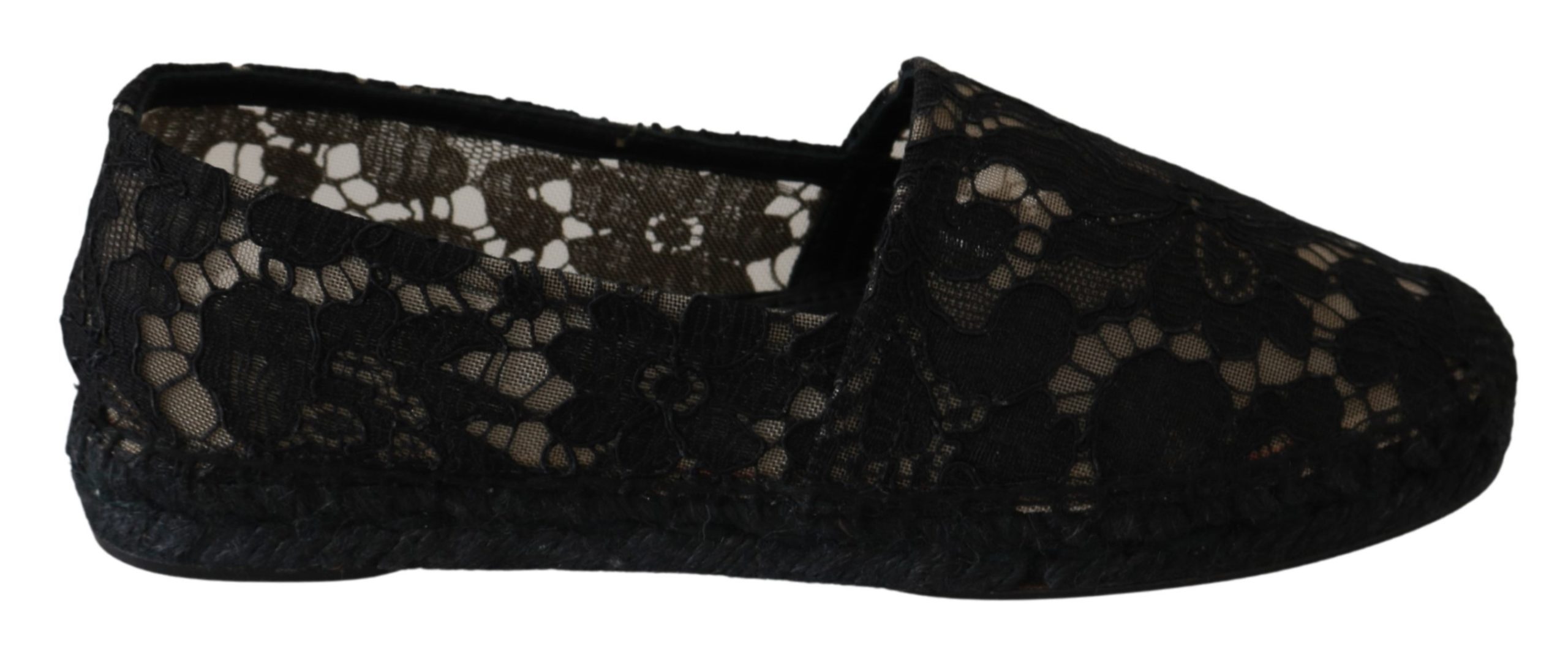 Black Lace Cotton Espadrilles Shoes - EU36/US5.5