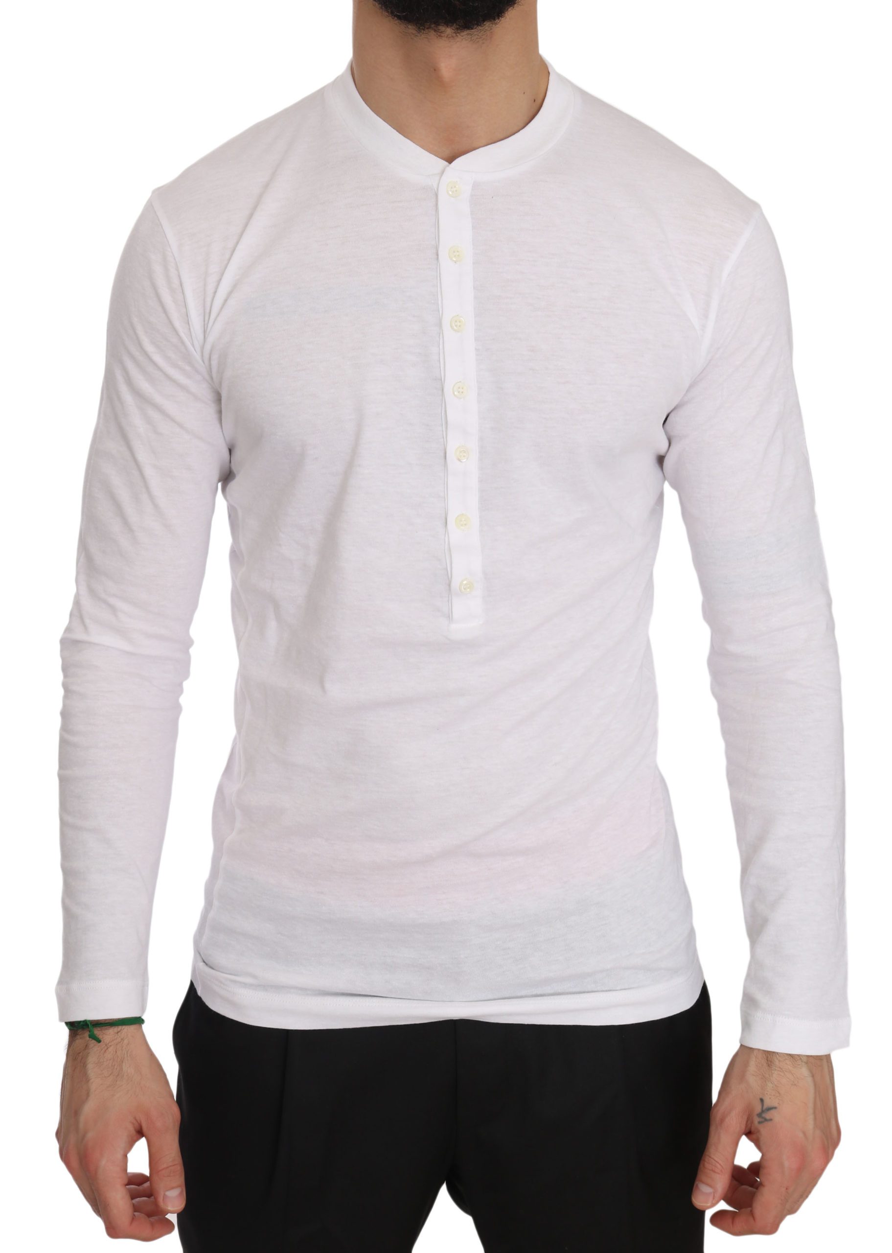 Dsquared² Men's Cotton Logo Print Henley T-Shirt White TSH3593 - XS
