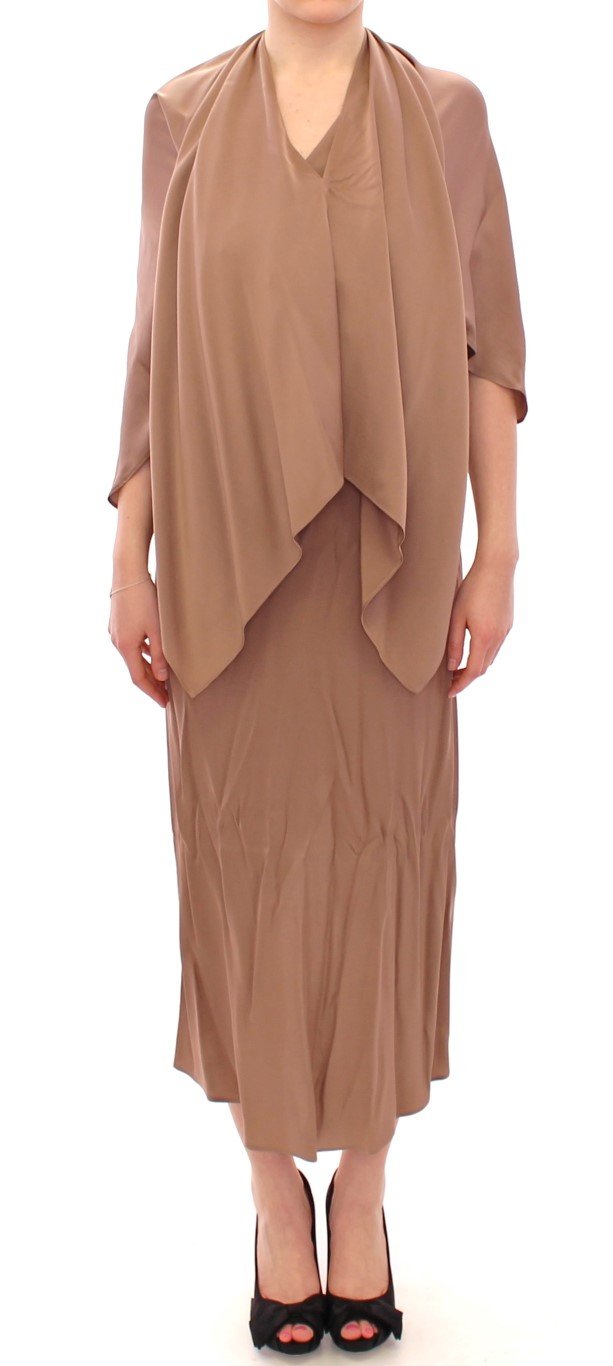 Lamberto Petri Women's Draped Silk Sheath Shift Dress Brown GSD12594 - IT44|L
