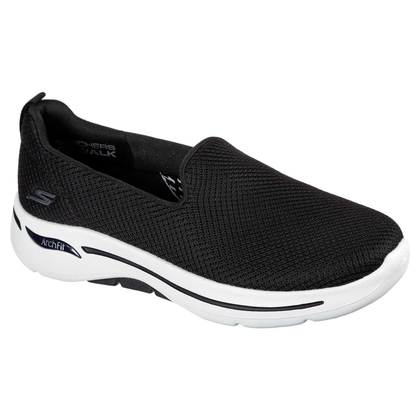 Skechers Women's GOwalk Arch Fit Grateful Wide Trainer Multicolor 33068 - Black/White 6