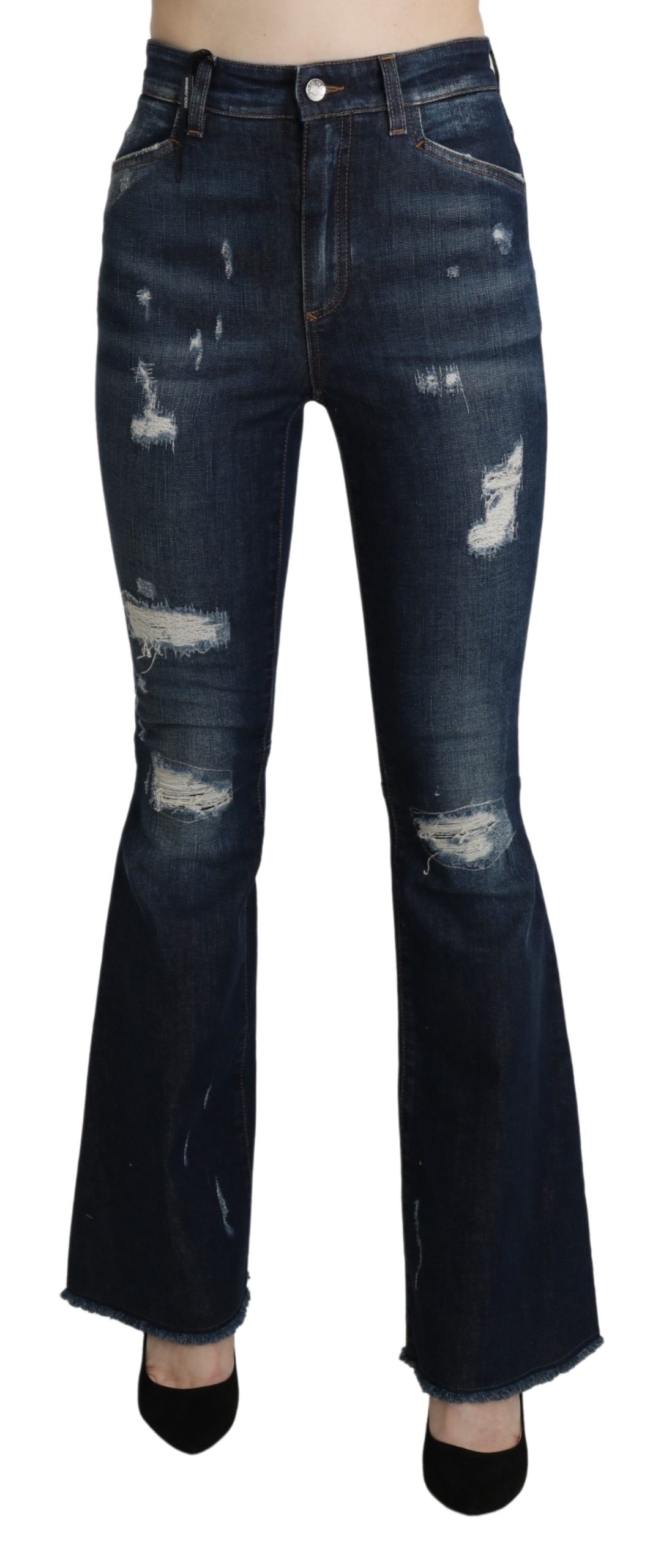 Blue Denim Cotton Stretch Flared Jeans - IT38|XS